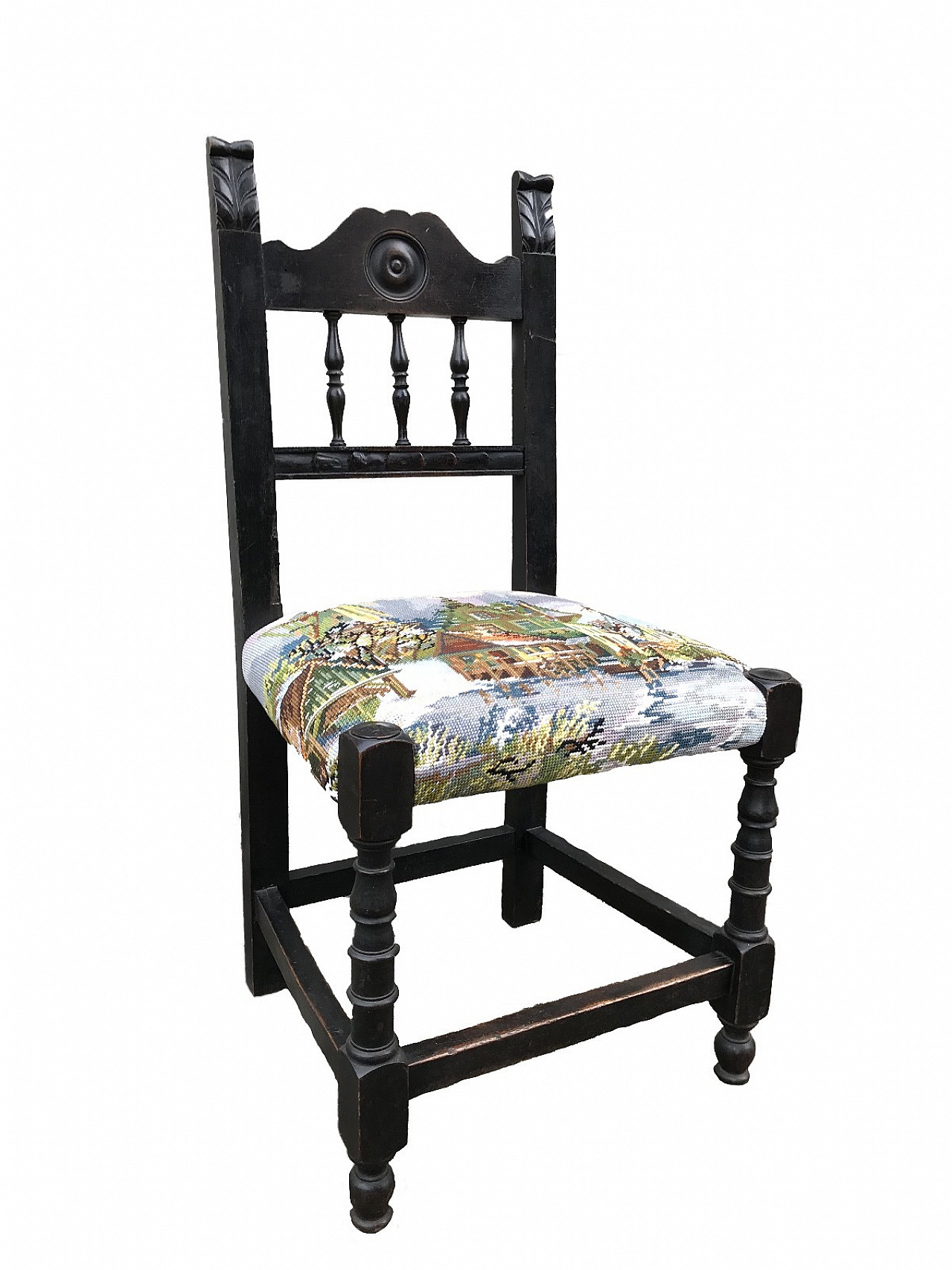 Neo-Renaissance chair with cross stitch seat from the 1920s 6