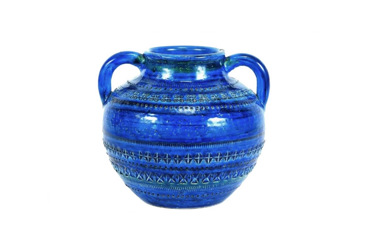 Vase by Aldo Londi Rimini blue series in enamelled terracotta 1
