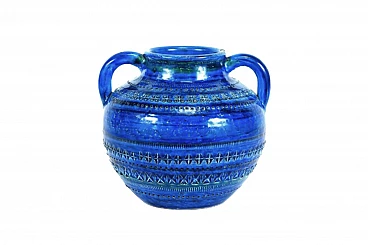 Vase by Aldo Londi Rimini blue series in enamelled terracotta