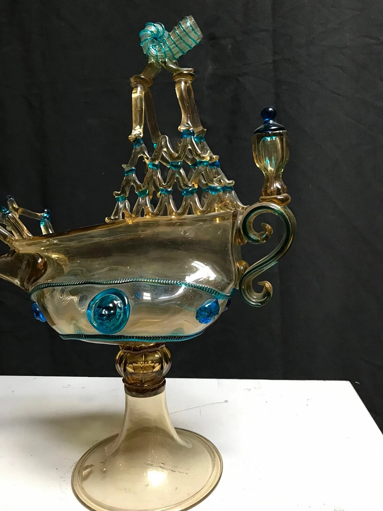 Blown Murano glass jug in the shape of a galleon 6