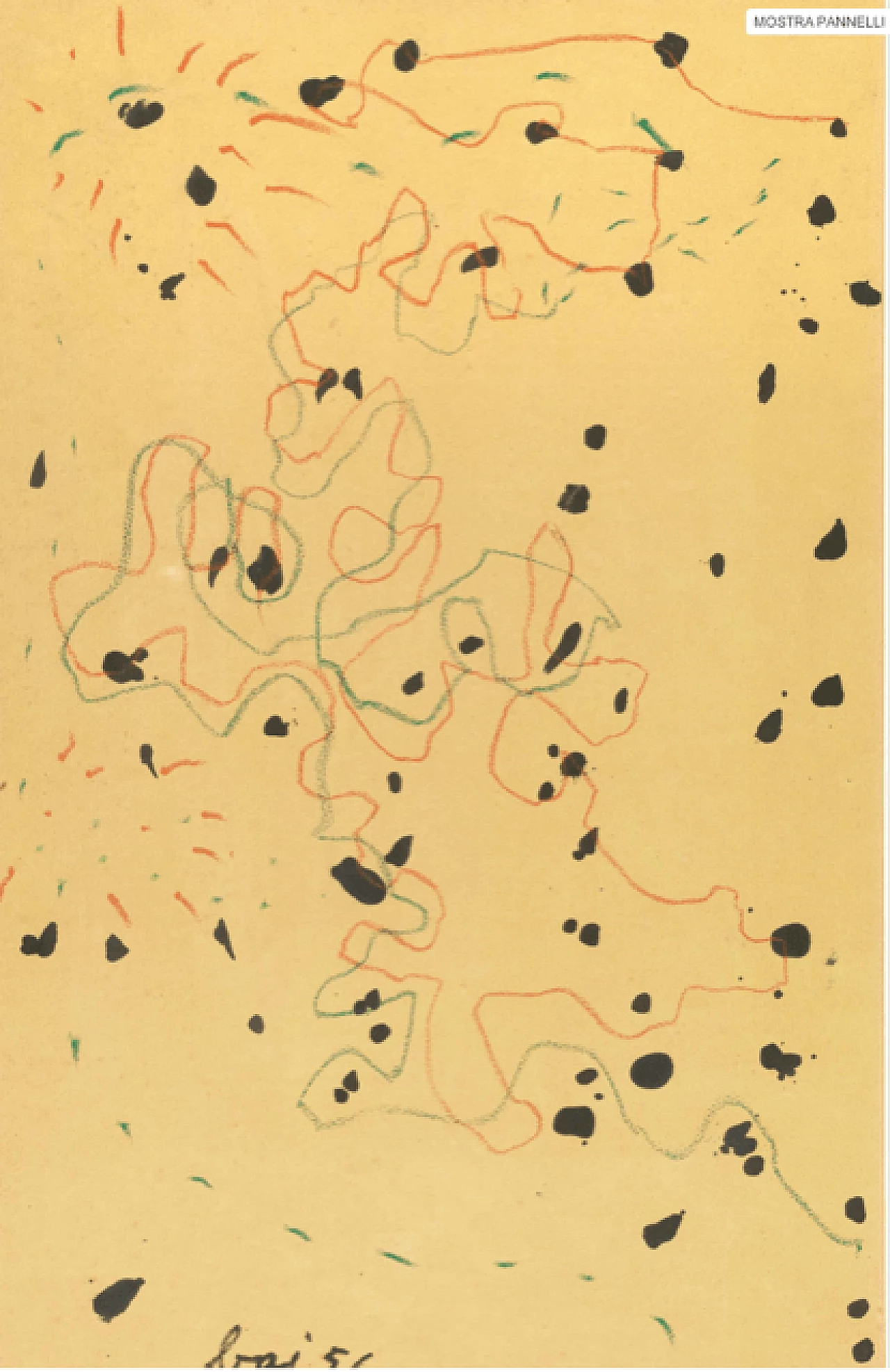 Disegno per tessuto di Enrico Baj per JSA, anni '50 2