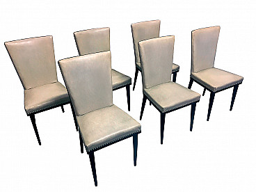 6 sedie bianche da sala da pranzo, di Vittorio Dassi, anni '50