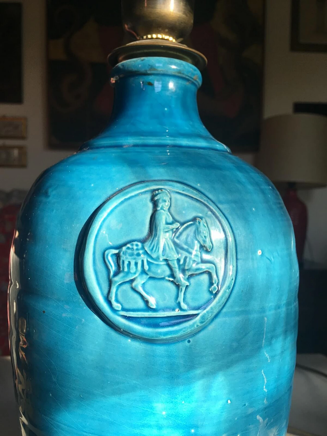 Frescobaldi blue bottle light, Italy, 60s 9