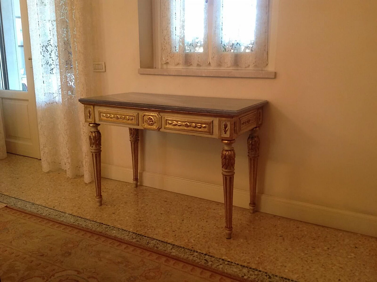 Console table with grey marble top, second half console 18th century 2