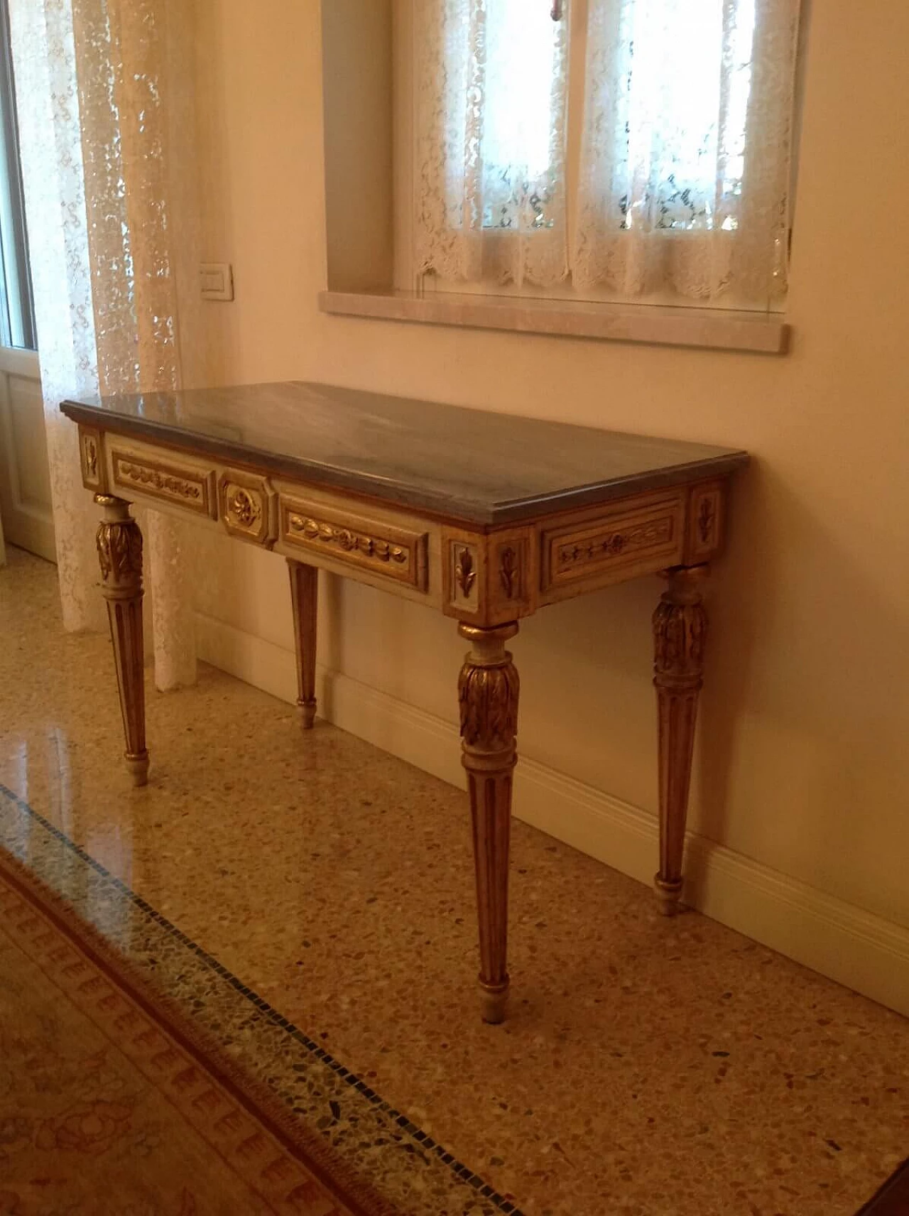 Console table with grey marble top, second half console 18th century 3