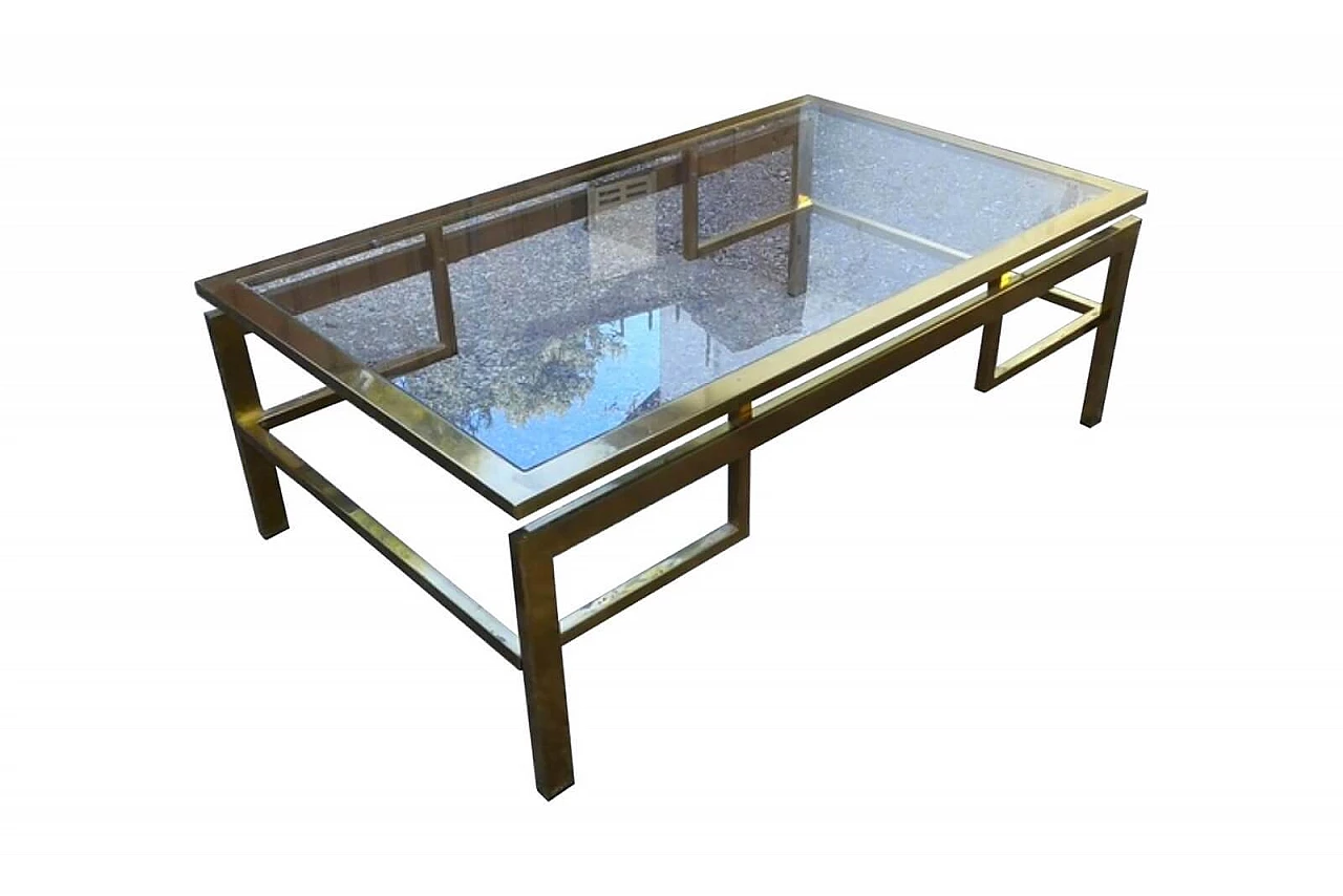 Brass coffee table for living room, Romeo Rega style, 70's 1