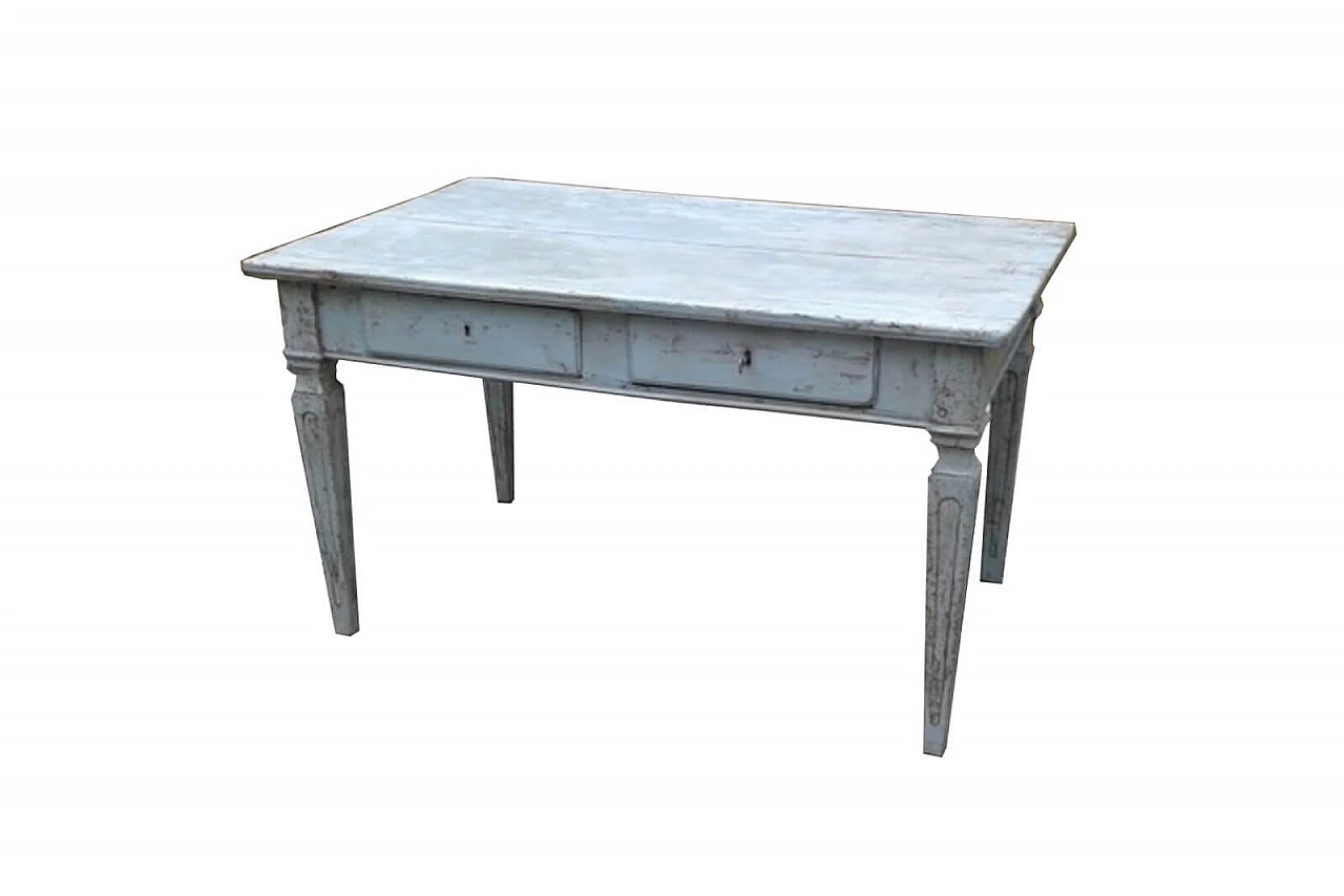 Louis XVI table grey lacquered with drawers 1
