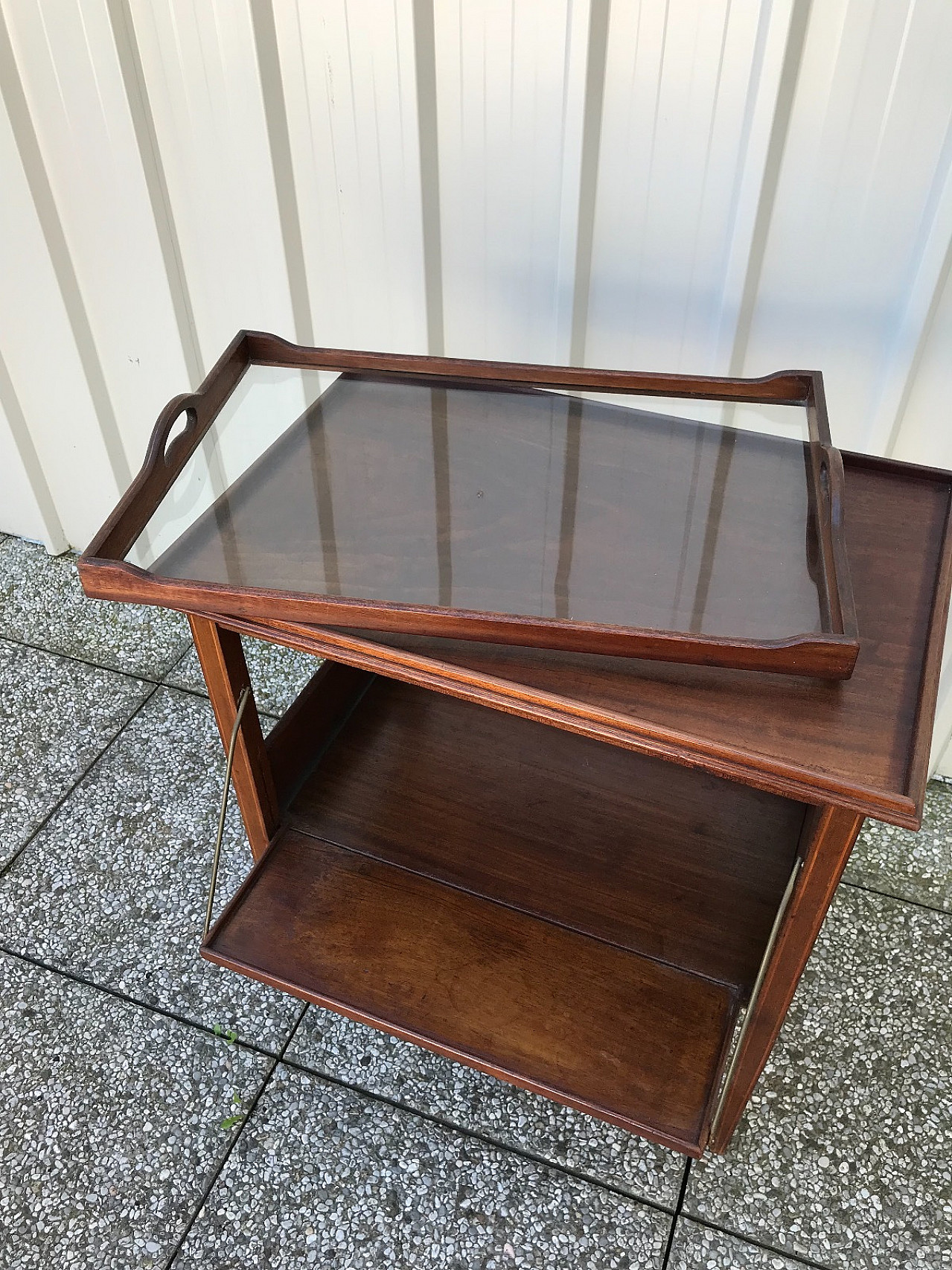 English coffee table with mahogany tray and fillets, end of '800 3