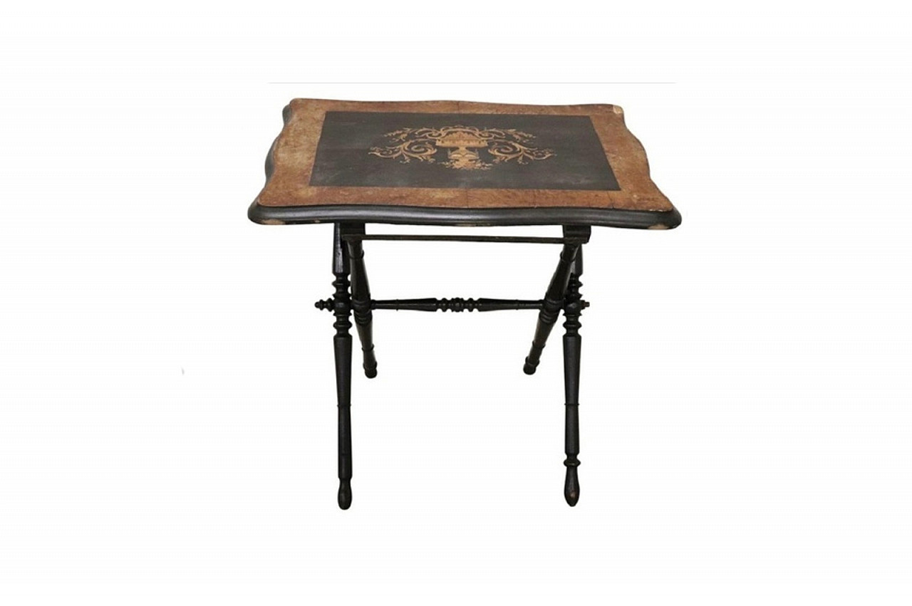 Folding antique coffee table Napoleon III, 1890 1
