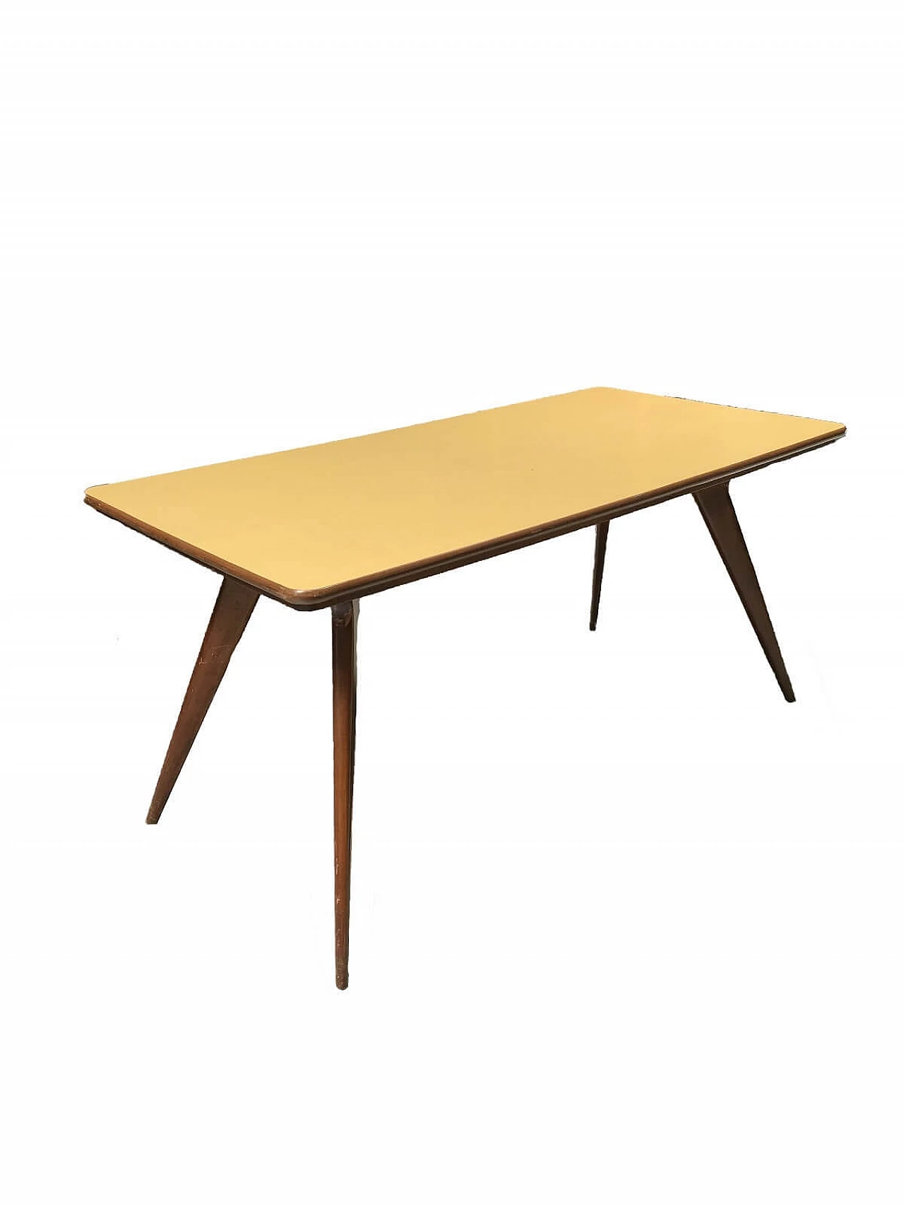 Teak table with yellow laminated top, Italy, 50s 1038928