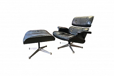 Lounge Chair designed by Charles and Ray Eames in black leather