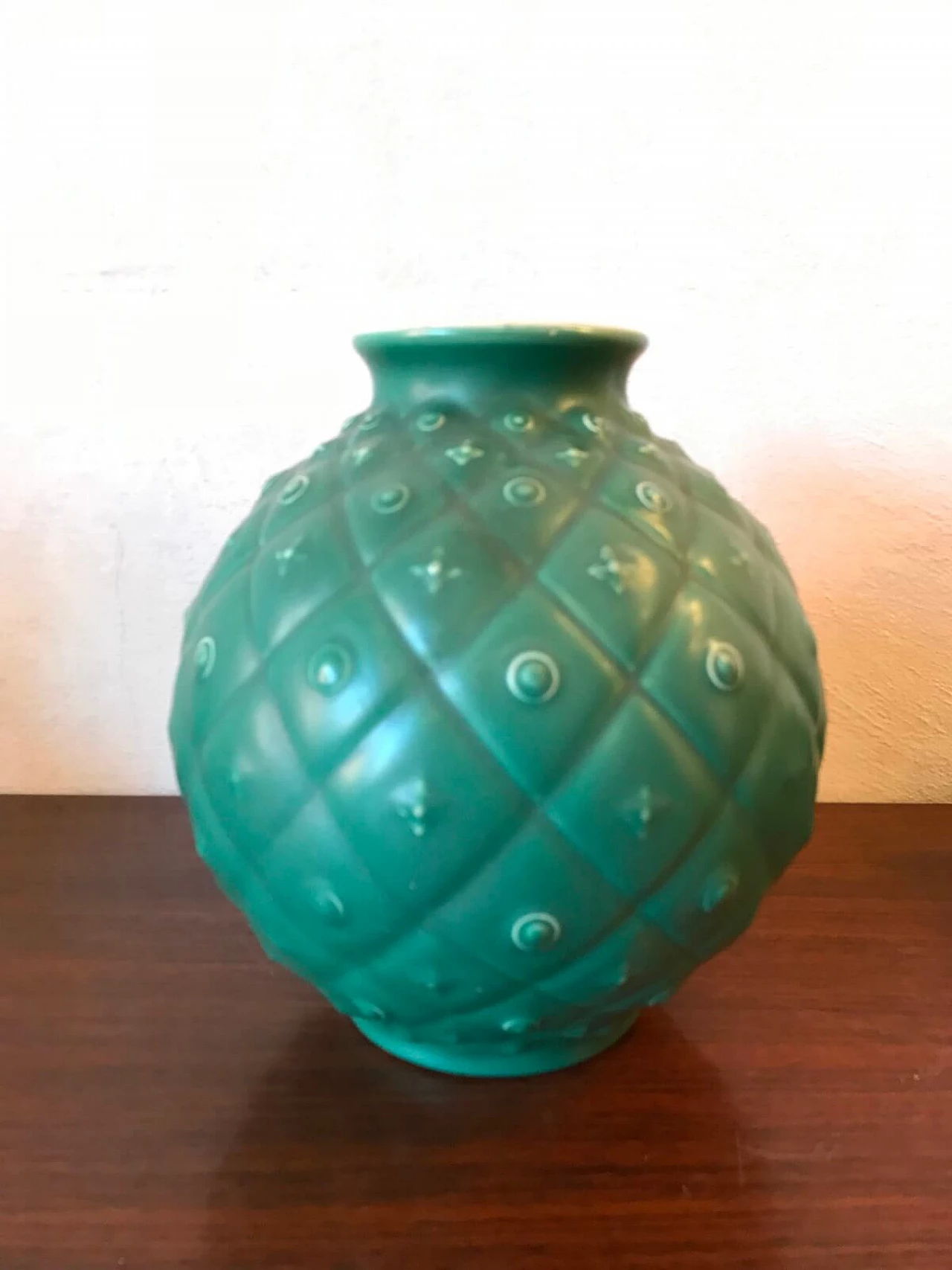 Green vase by Giovanni Gariboldi Manifattura San Cristoforo 2