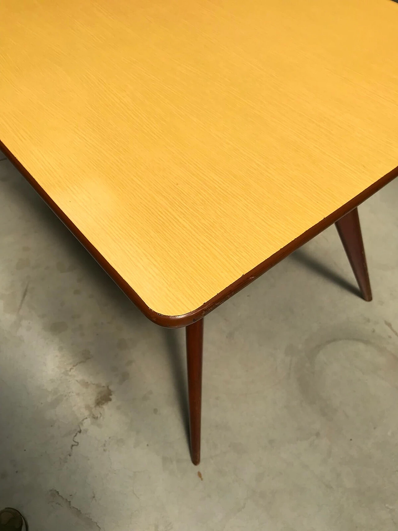 Teak table with yellow laminated top, Italy, 50s 1038930