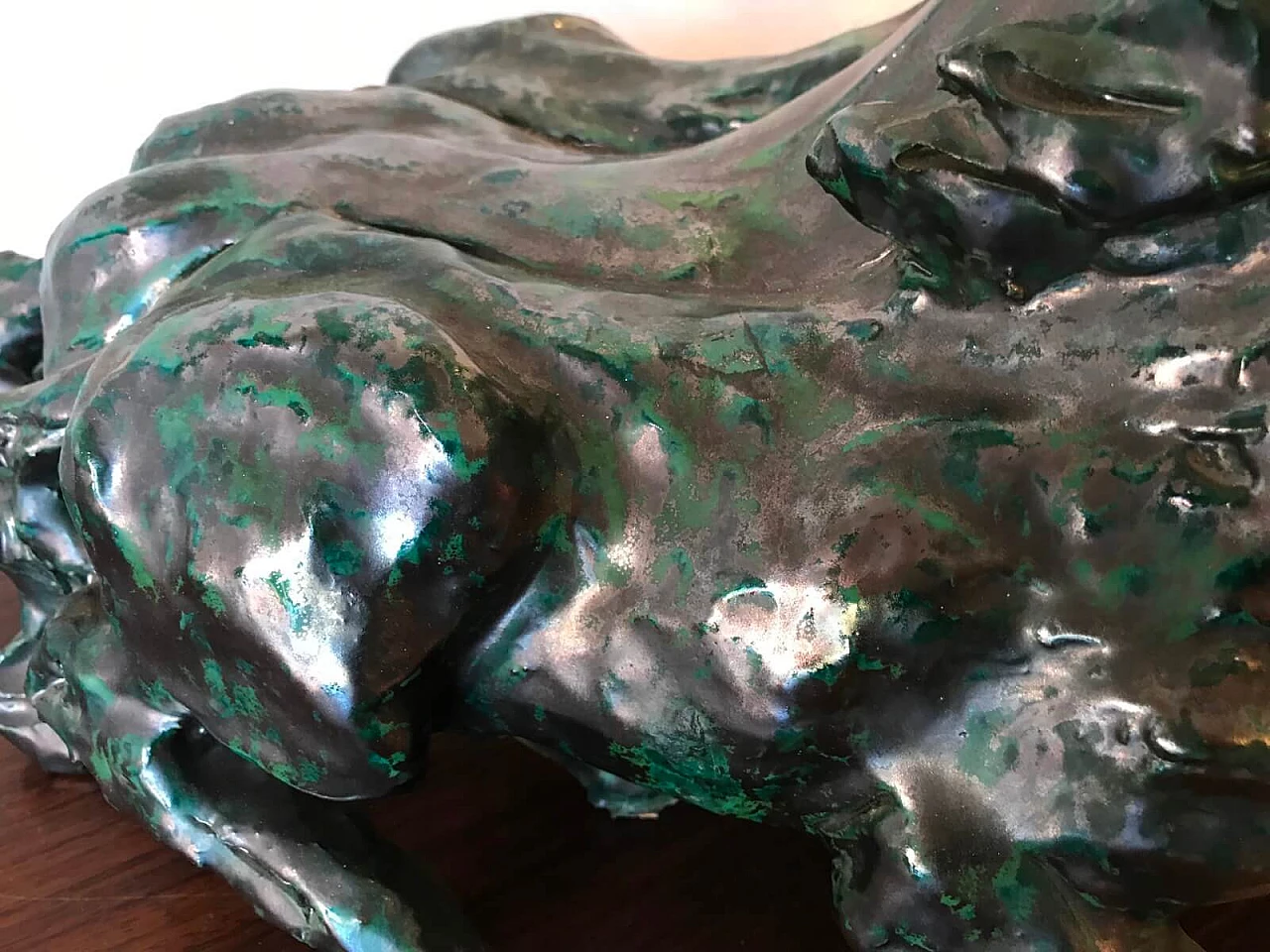 Sculpture by Umberto Ghersi with three ceramic horses 6