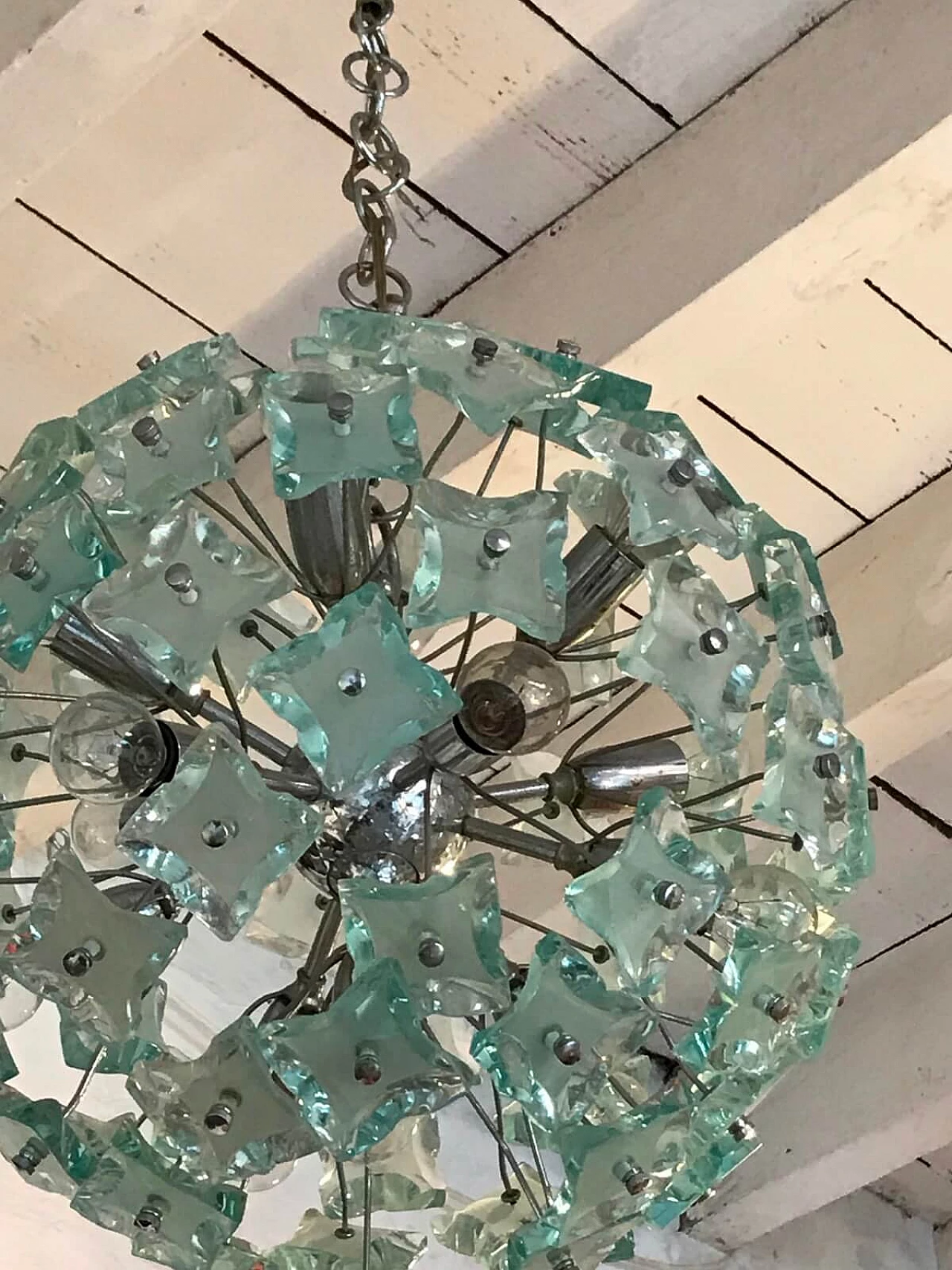 Globular pendant chandelier, Italy, 70s 3