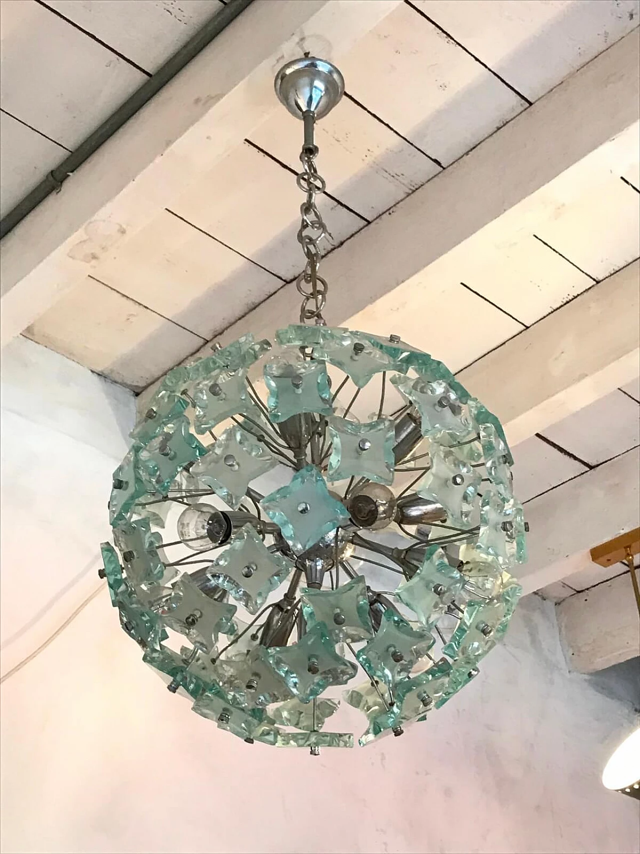 Globular pendant chandelier, Italy, 70s 2