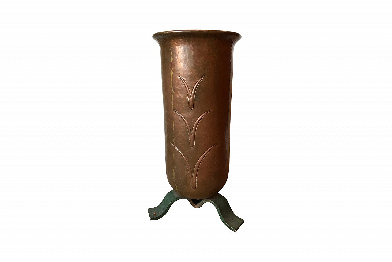 Umbrella stand in copper and metal from the 50s 1