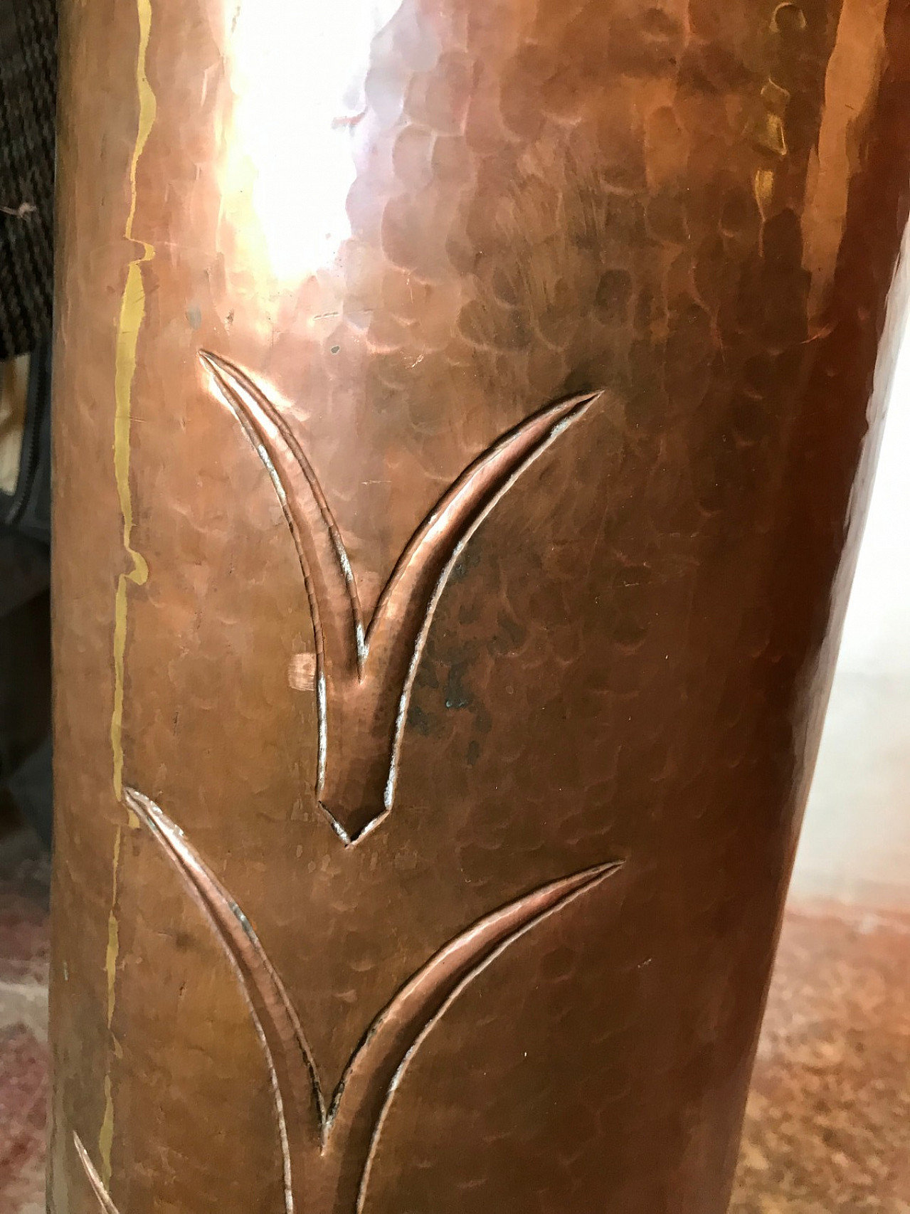 Umbrella stand in copper and metal from the 50s 4