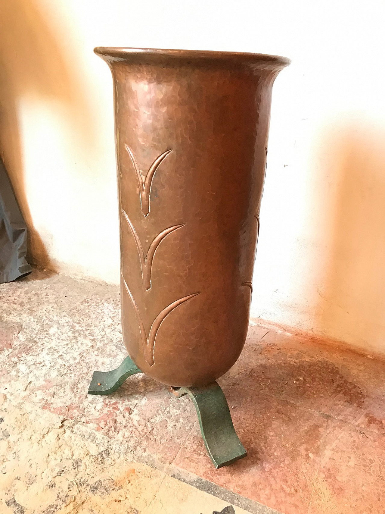 Umbrella stand in copper and metal from the 50s 2