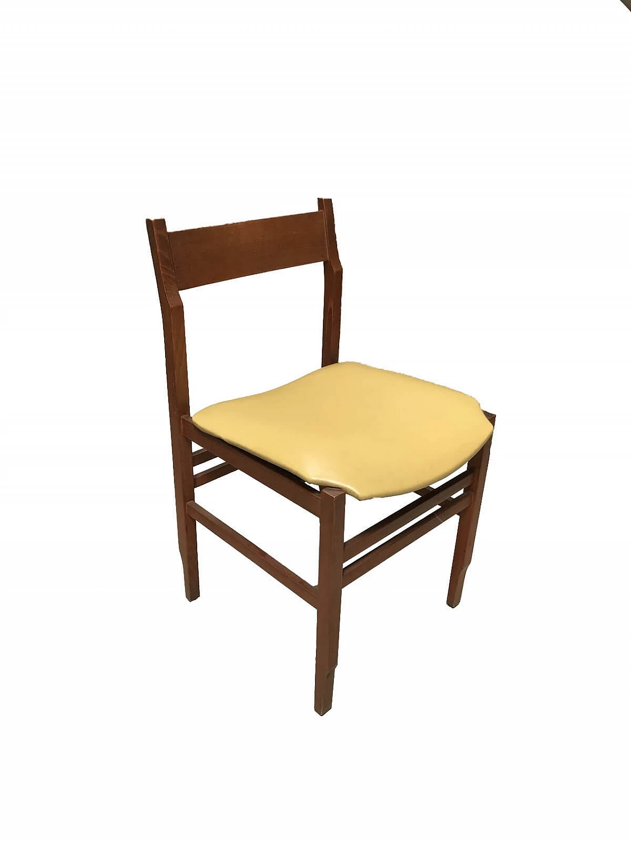 Set of 6 chairs Mid-century yellow leather seat Faleschini 10