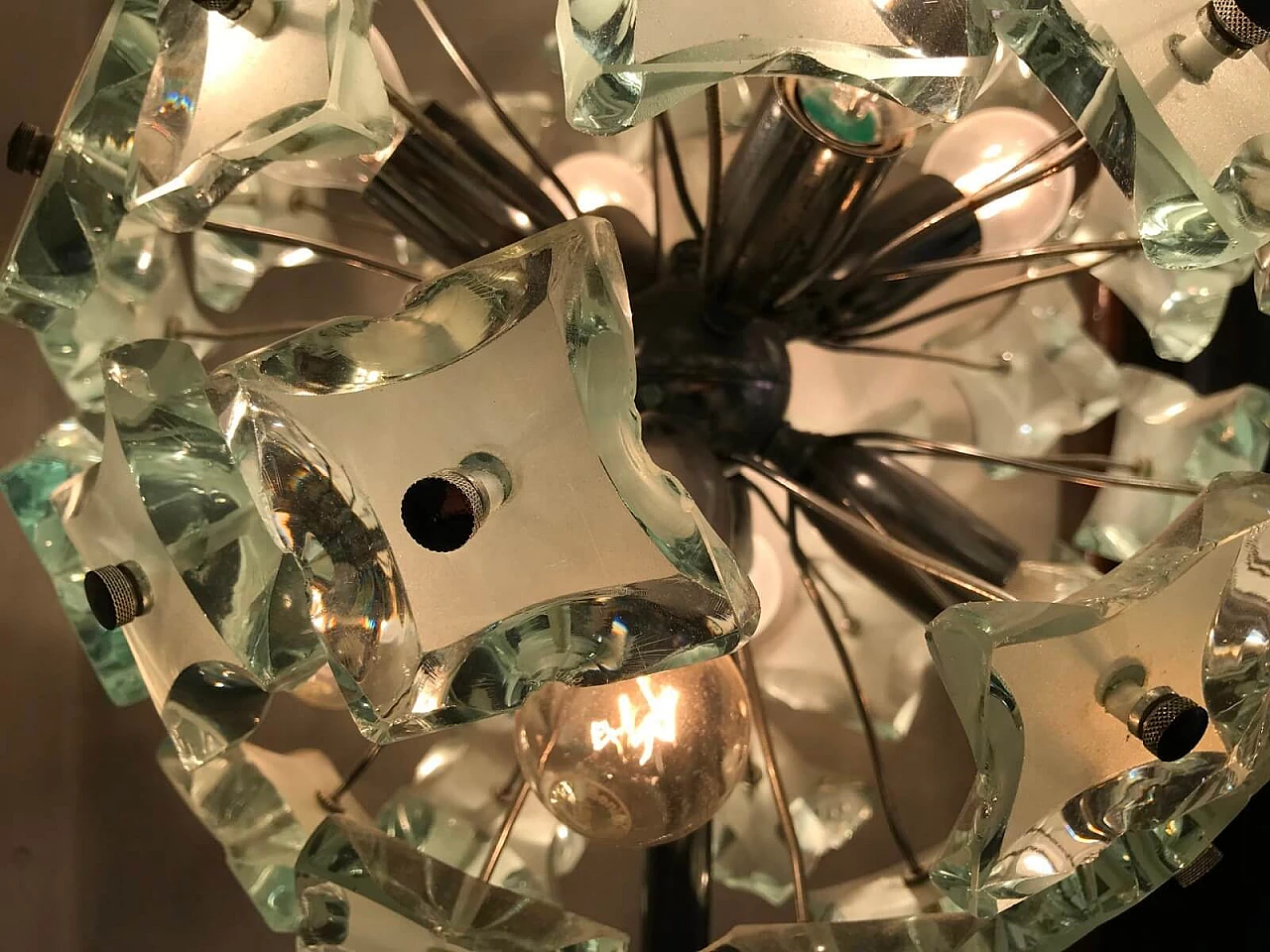 Glass and metal floor lamp, Italy, 70s 6