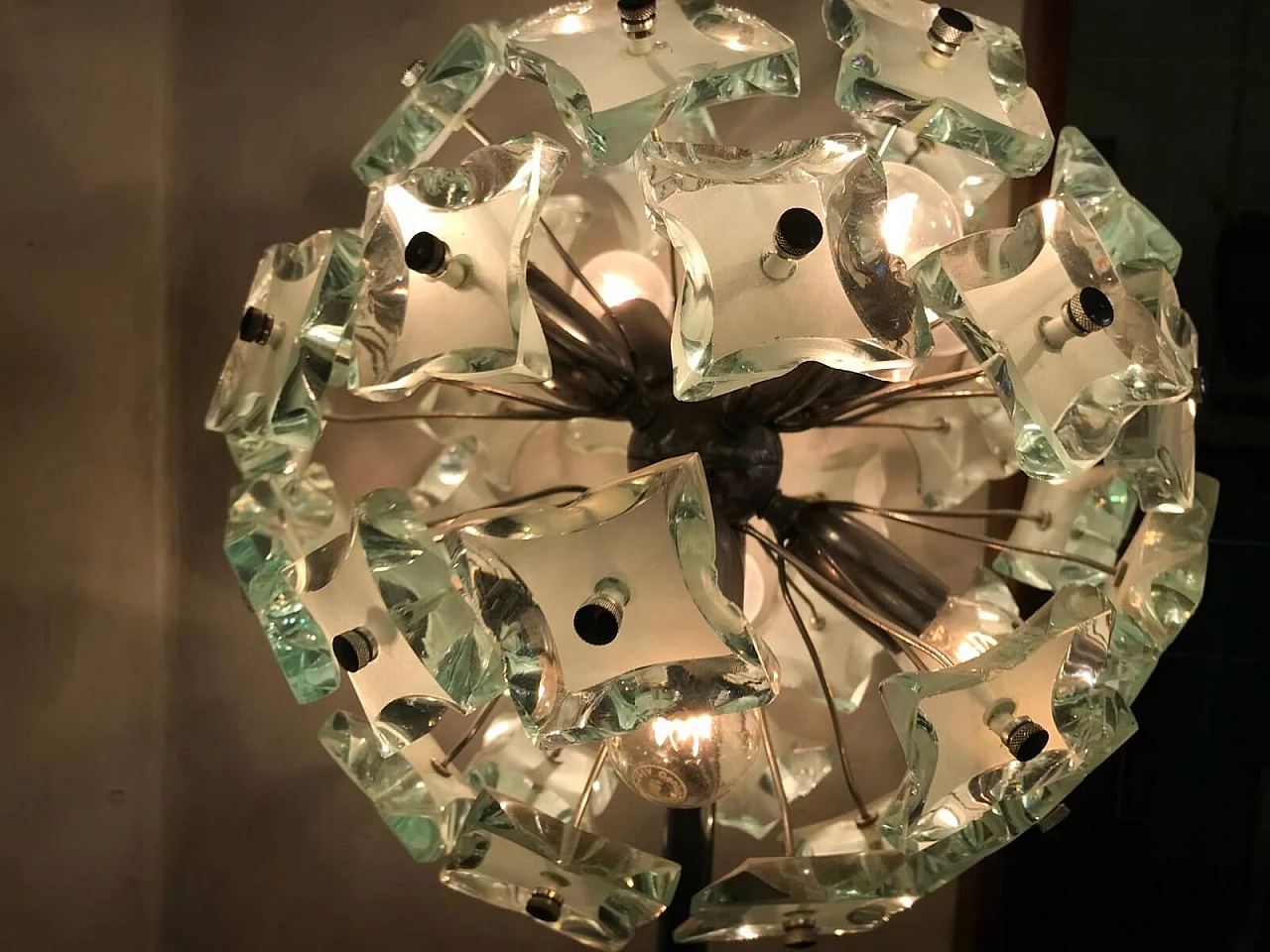 Glass and metal floor lamp, Italy, 70s 5