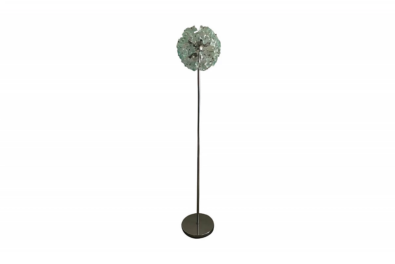 Glass and metal floor lamp, Italy, 70s 1