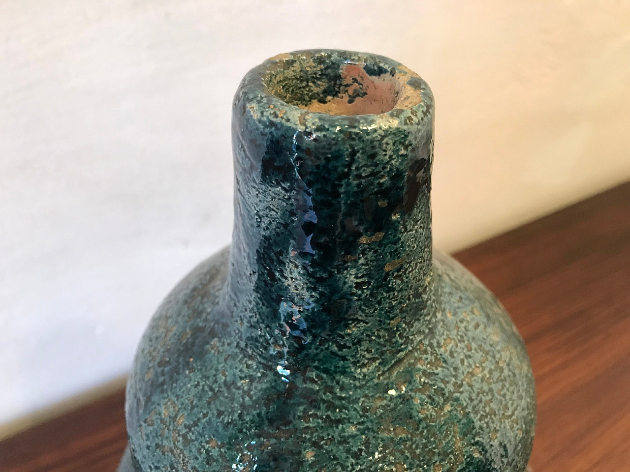 Shaped vase in blue glazed ceramic 3