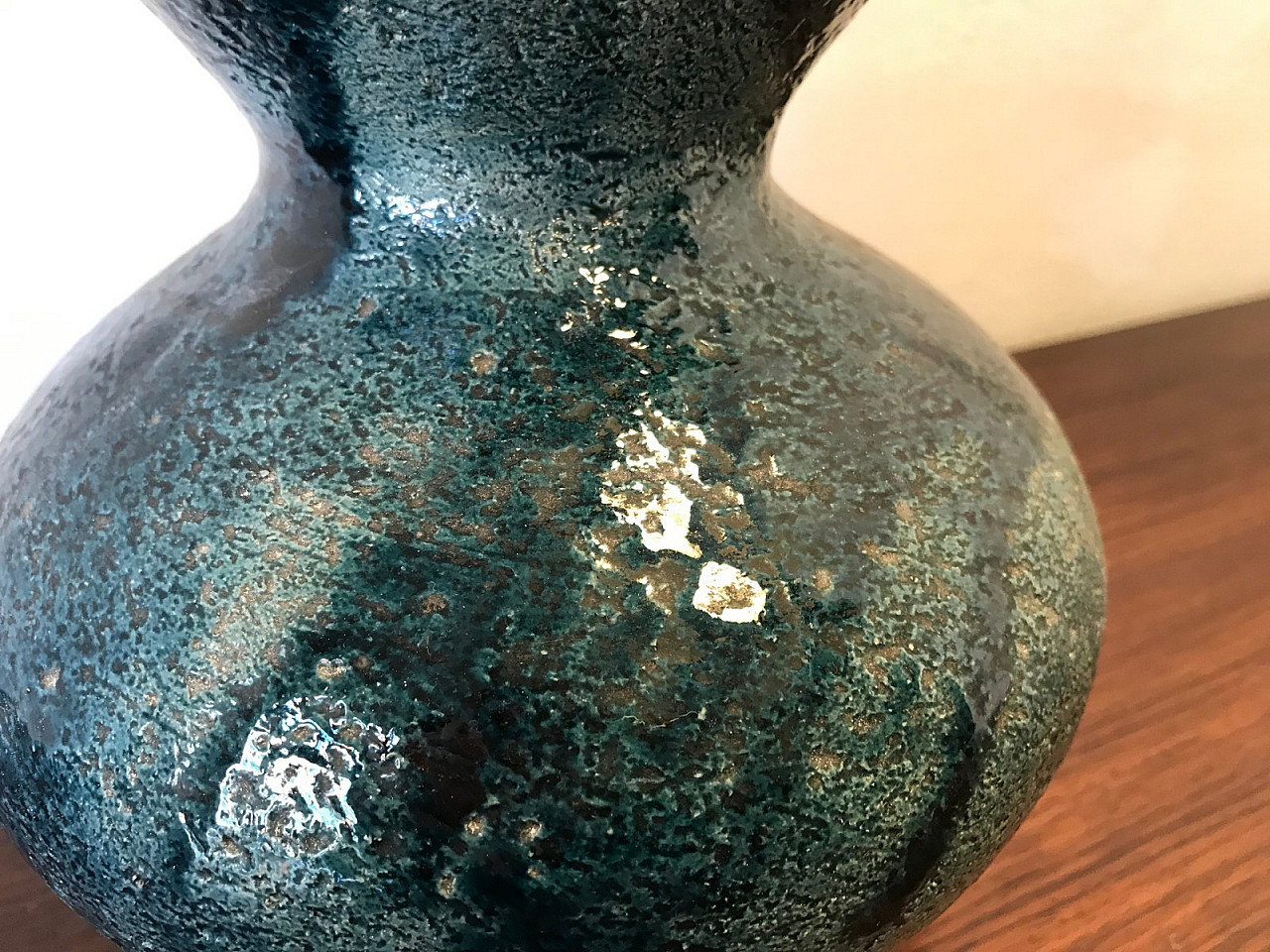 Shaped vase in blue glazed ceramic 4