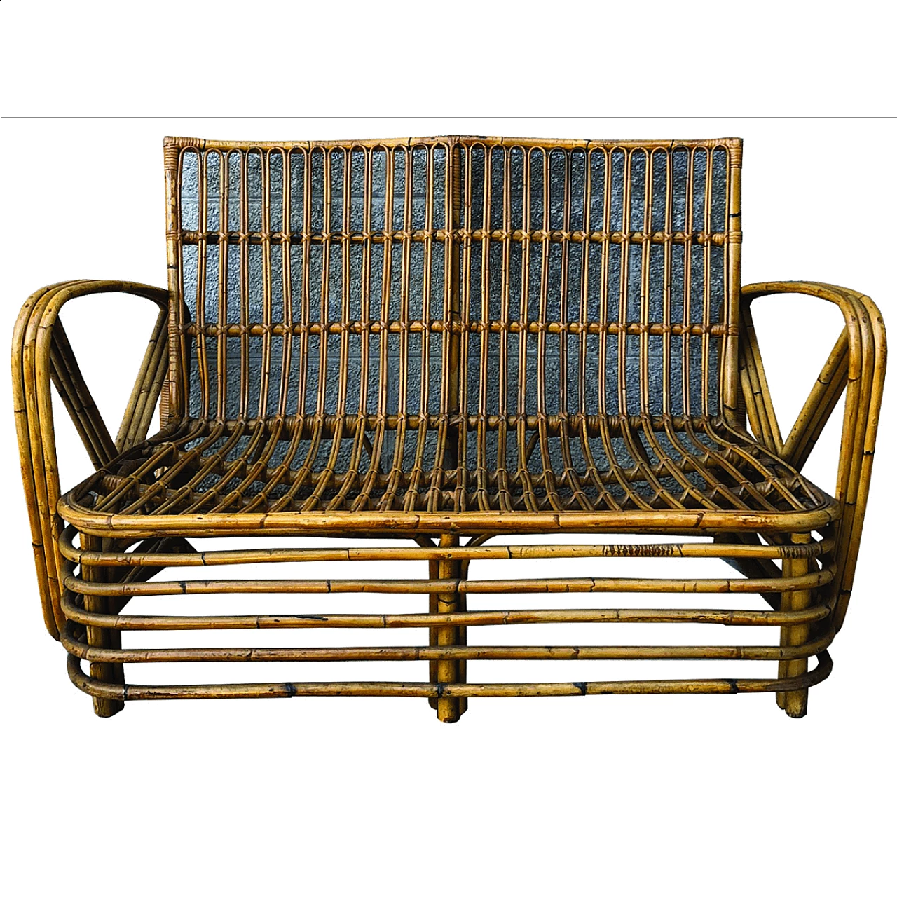 Sofá in giunco e rattan di Emilio Paoli Firenze, anni '60 1059990