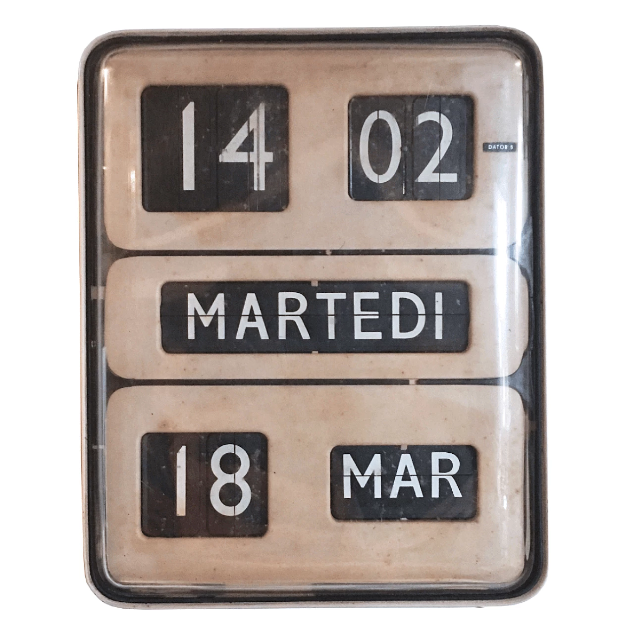 Beige Dator 5 Flip-Flap Electric Wall Clock by Gino Valle for Solari Udine, 1960s 1060077