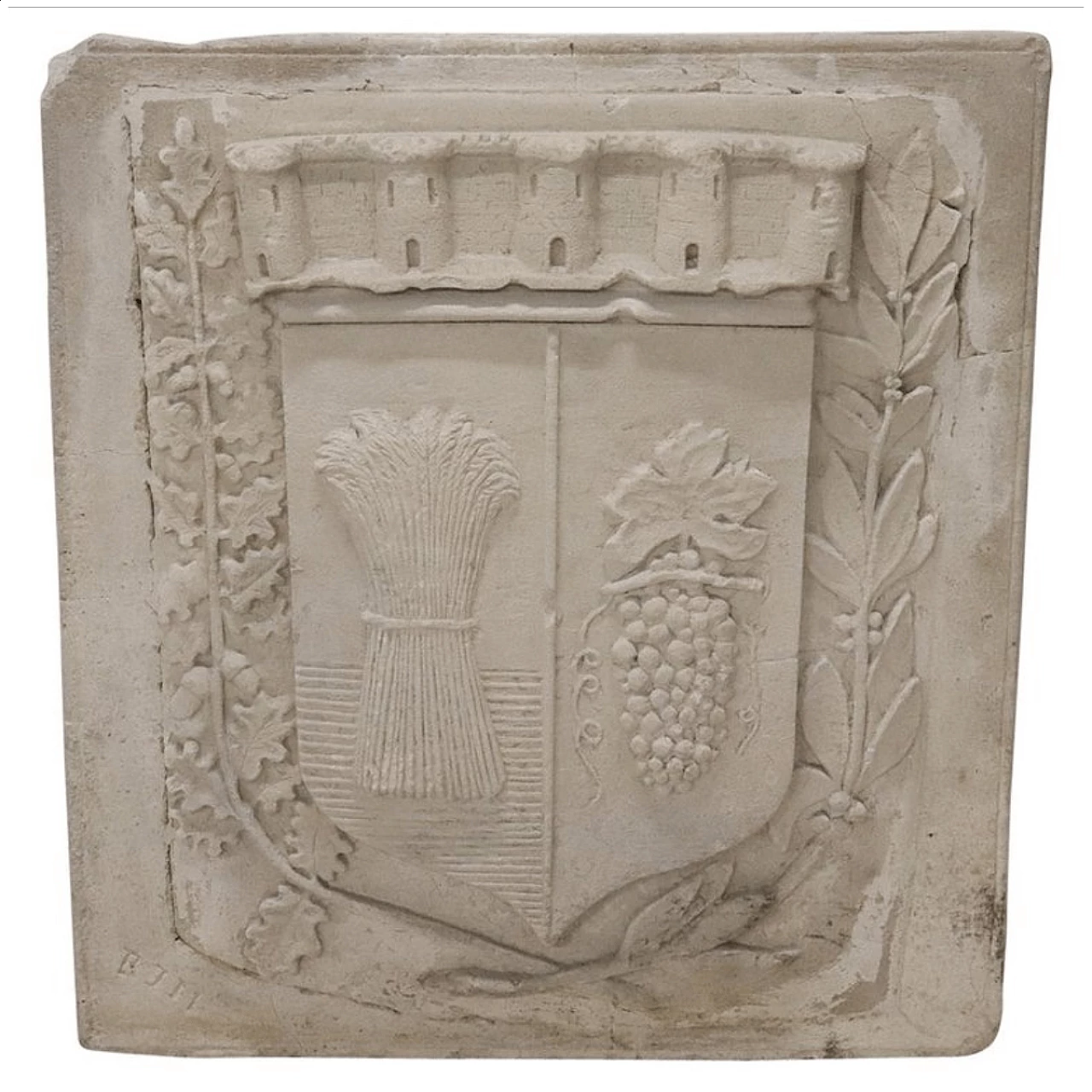 Antico stemma araldico in pozzolana fine Sec. XIX 1060119