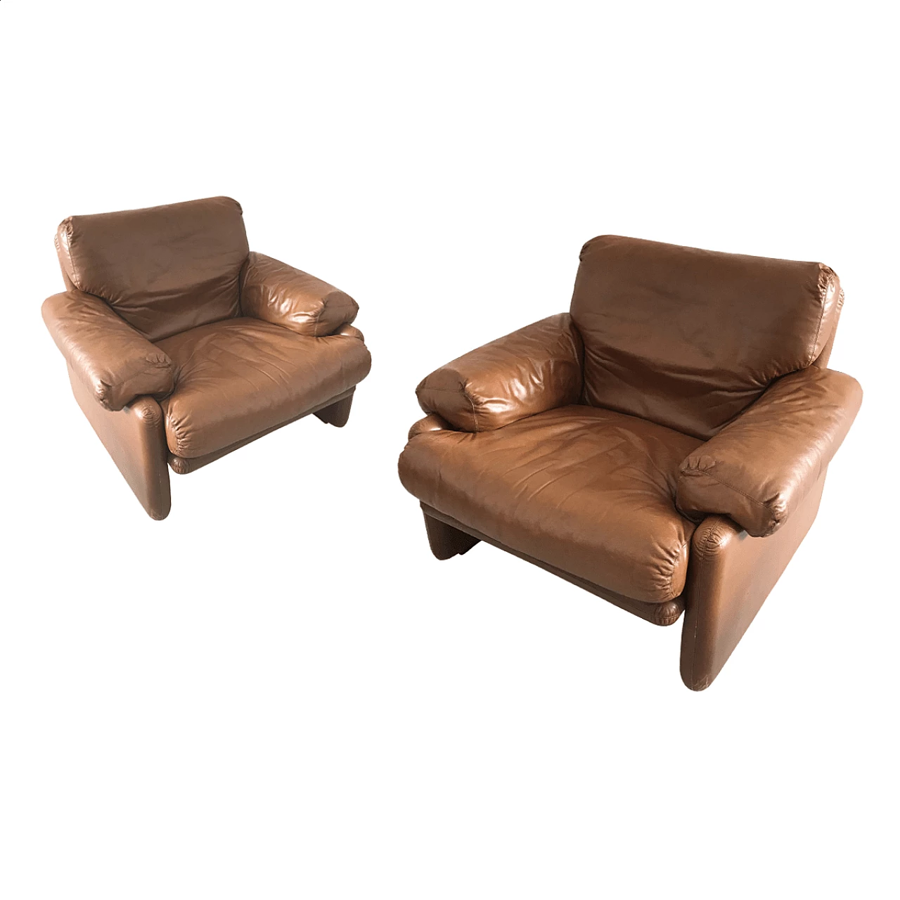 Pair of leather armchairs "Coronado" by Afra and Tobia Scarpa for B&B Italia 1060186