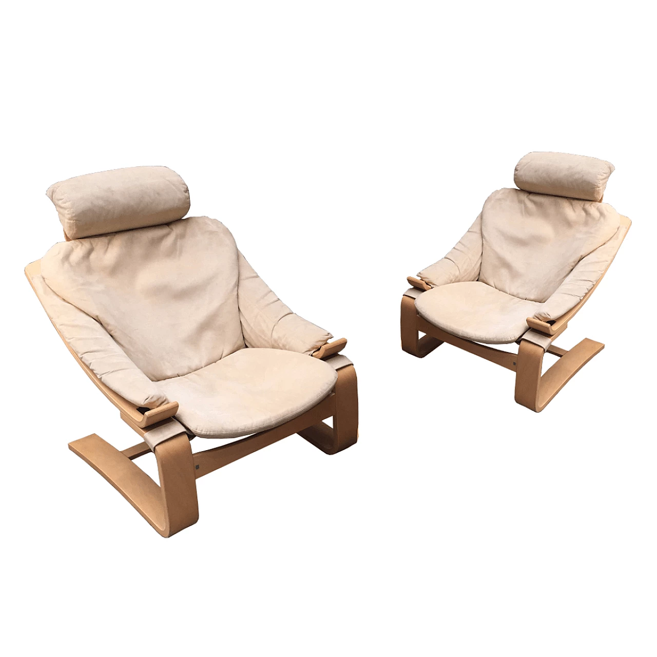 Swedish Suede Kroken Chairs by Åke Fribytter for Nelo Möbel, 1970s, Set of 2 1060205