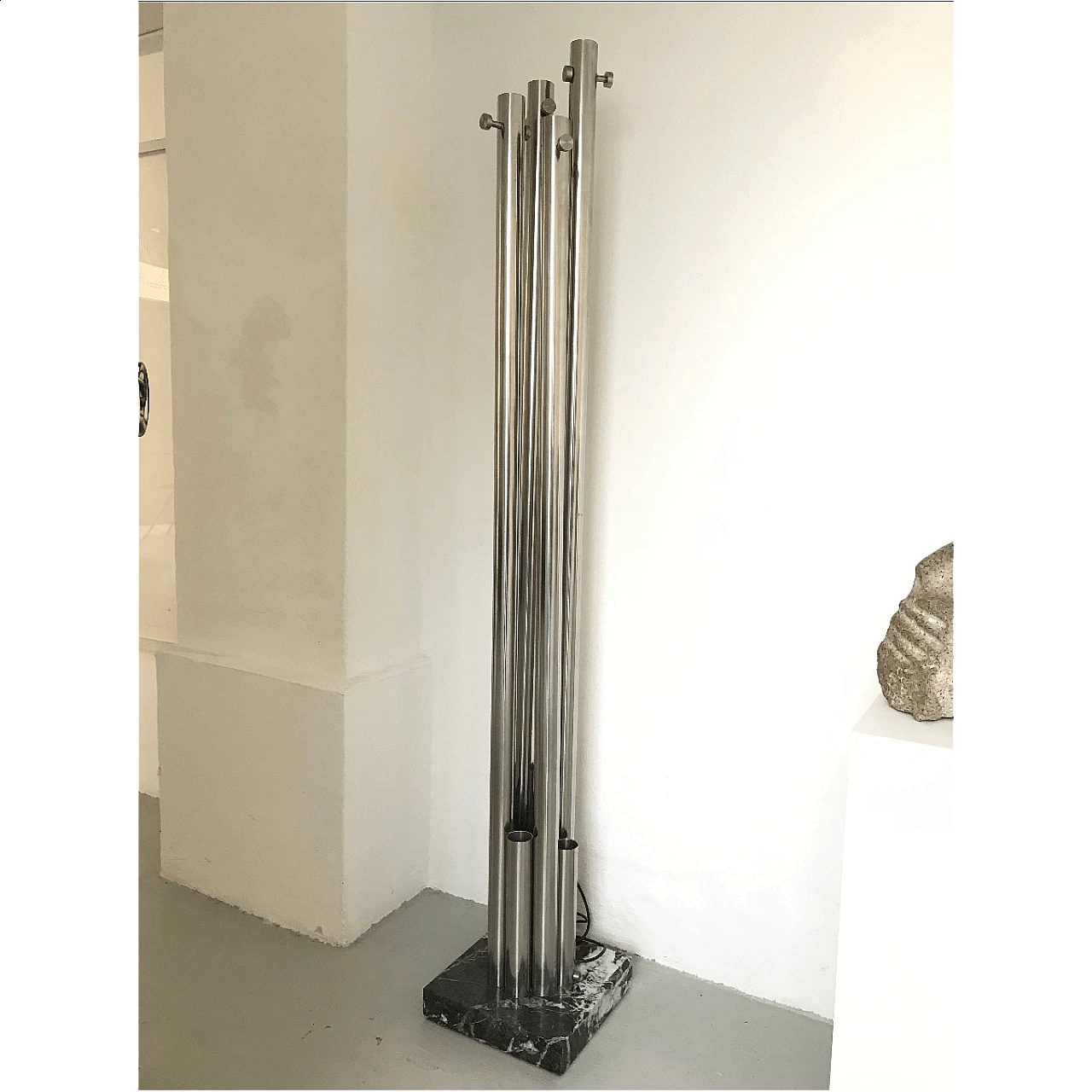 Steel hat stand with light, '70s 1060304