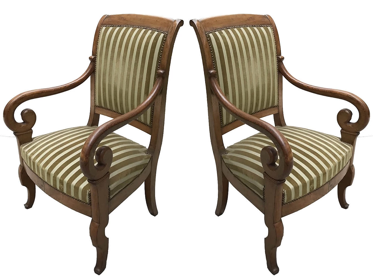 Pair of Charles X armchairs in elm wood 1