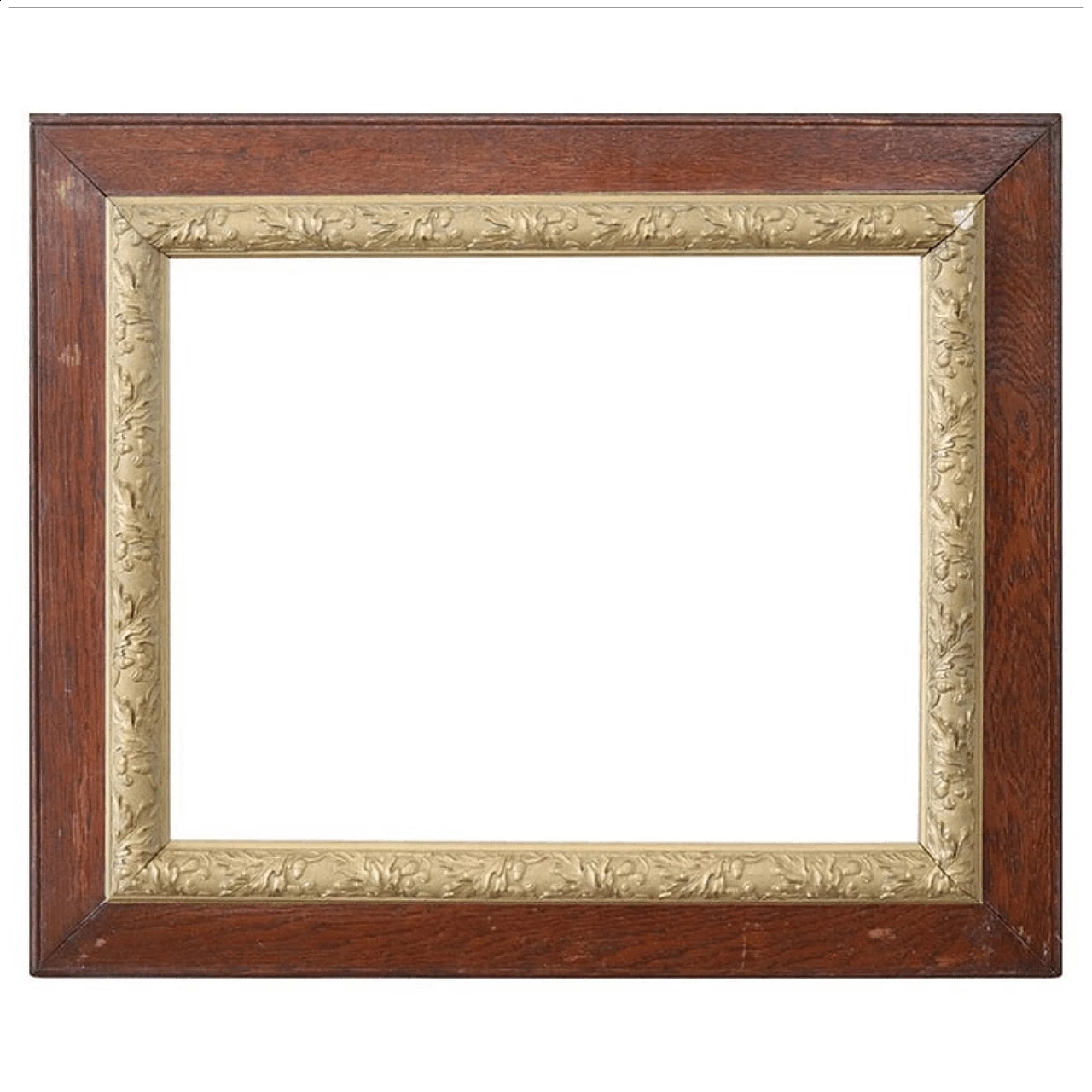 Ancient chestnut frame with golden decoration 1060559