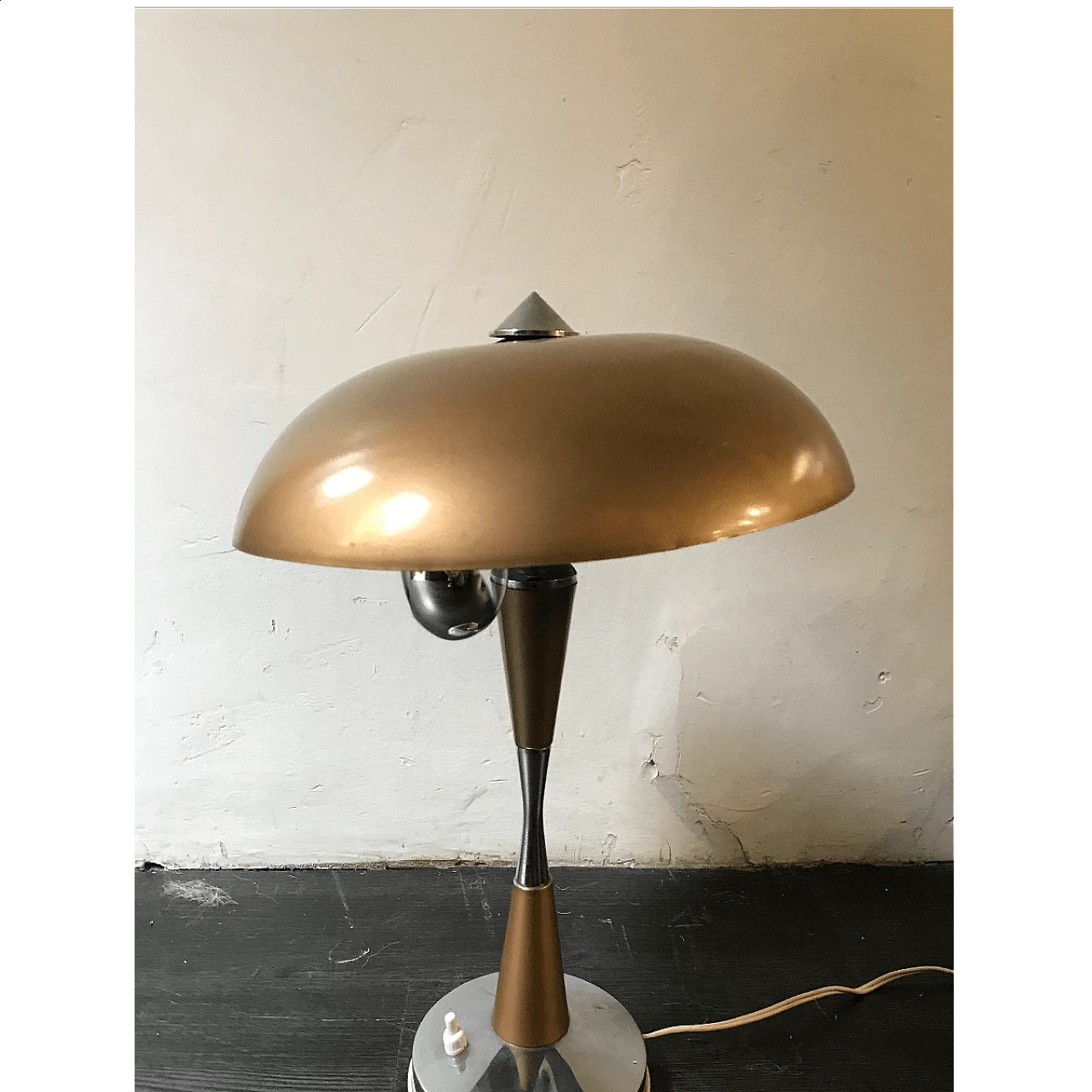 Chromed metal table lamp, Italy, 60s 1060646
