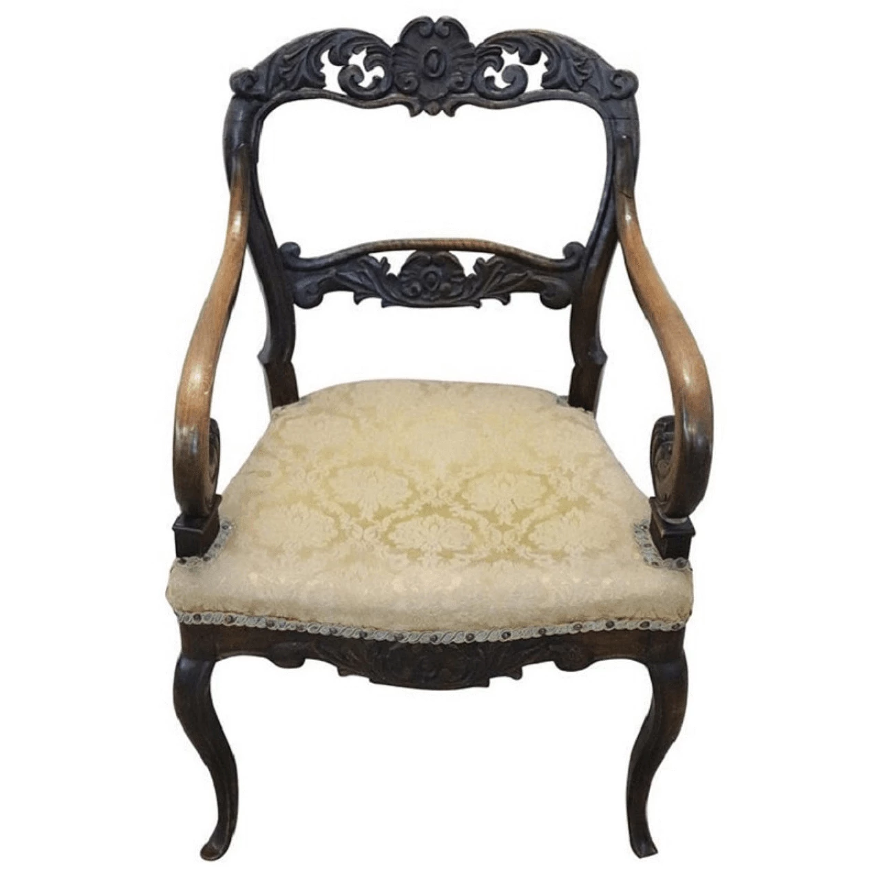 Antique armchair in carved walnut Carlo X sec. XIX 1061180