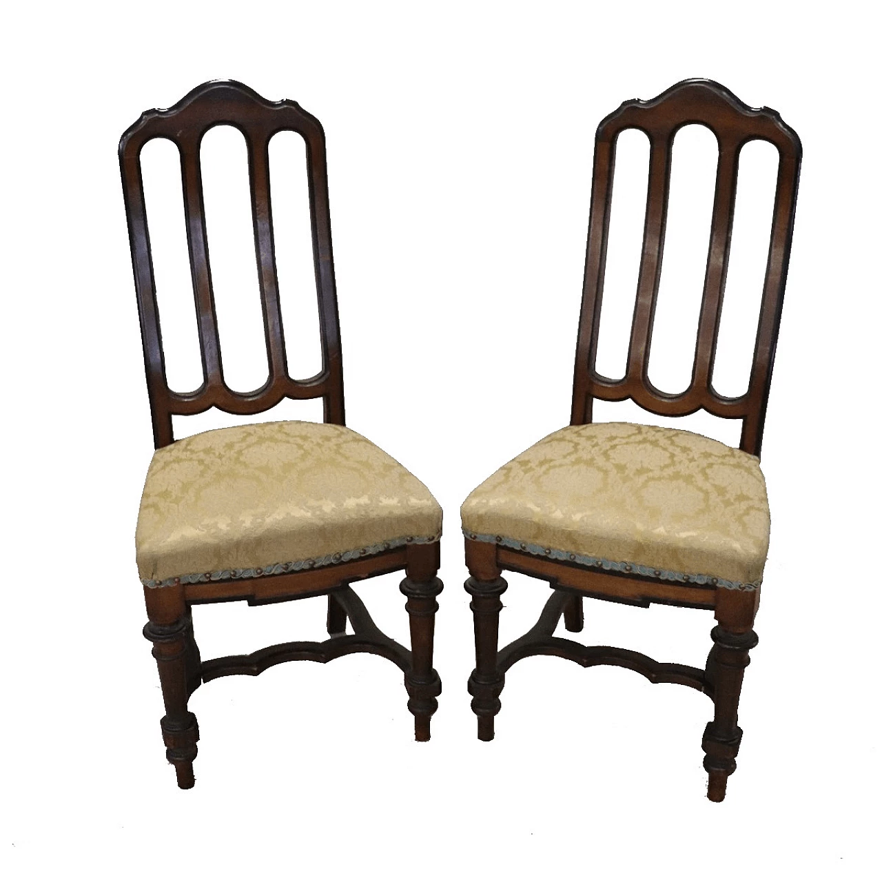 Pair of antique Lombard walnut chairs 19th century 1061220