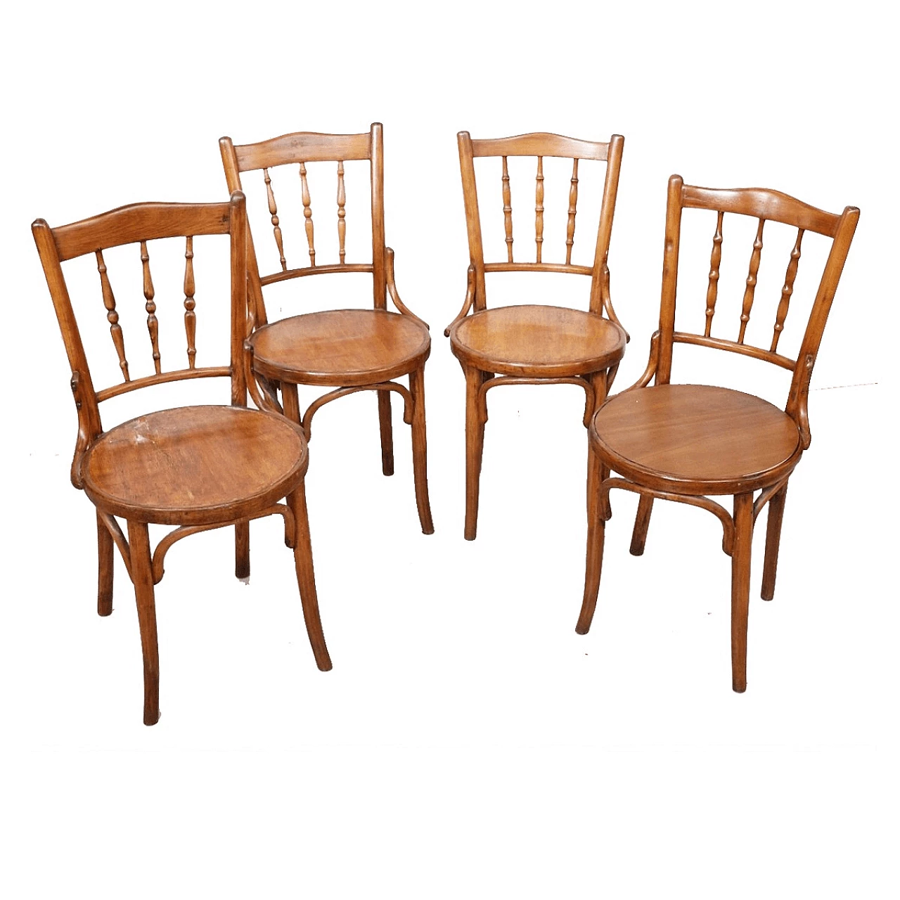 Four antique chairs in curved beech wood from the end of the 19th century 1061224