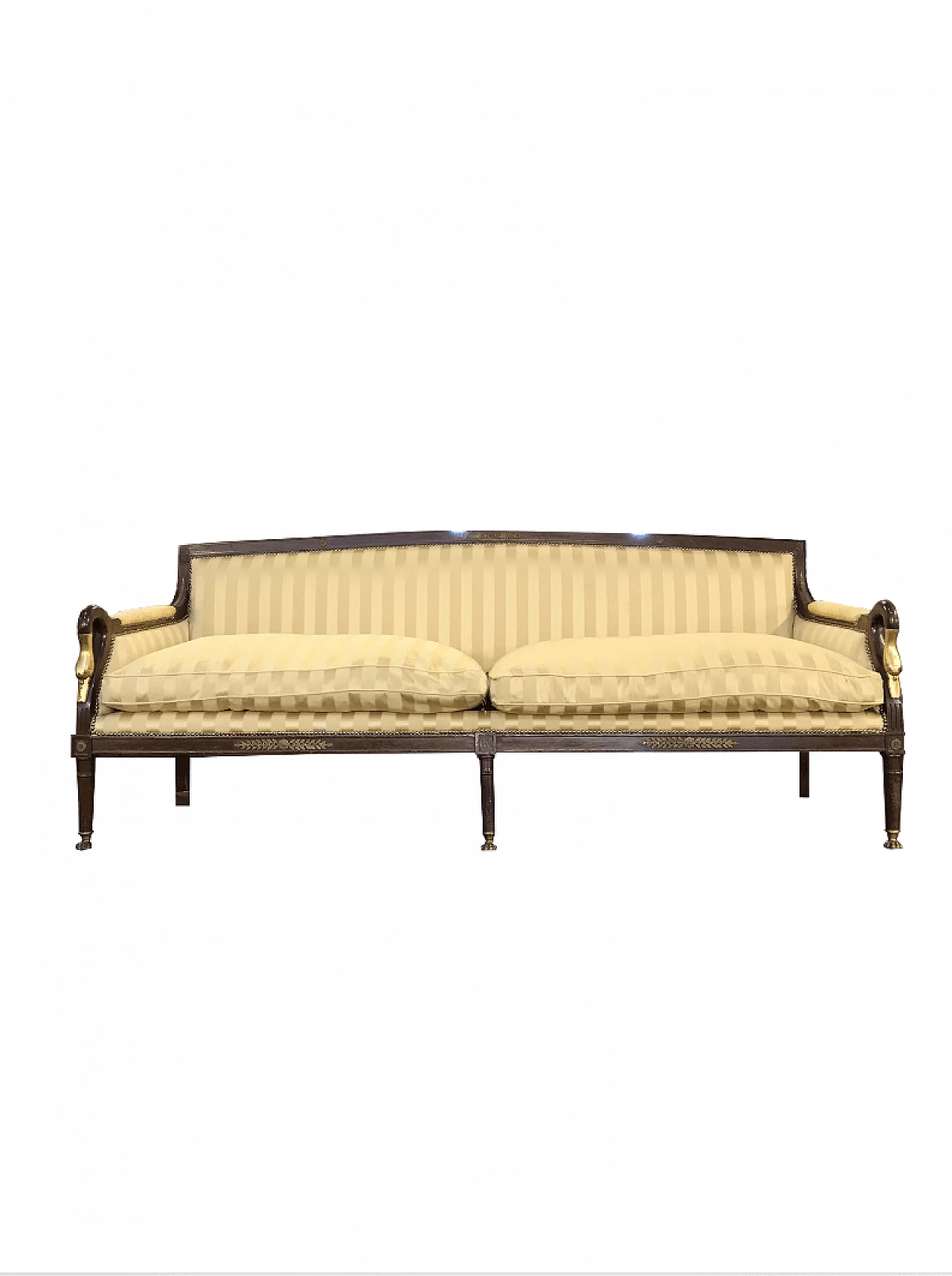 Second empire sofa in yellow gold fabric and shaped wood 1