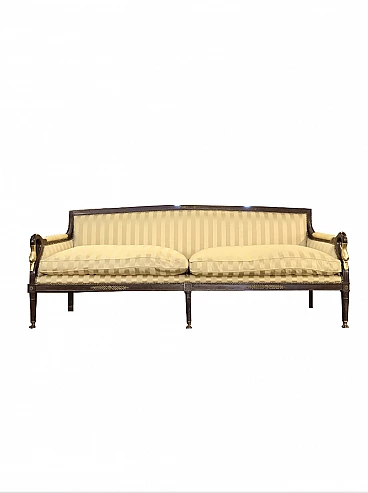 Second empire sofa in yellow gold fabric and shaped wood