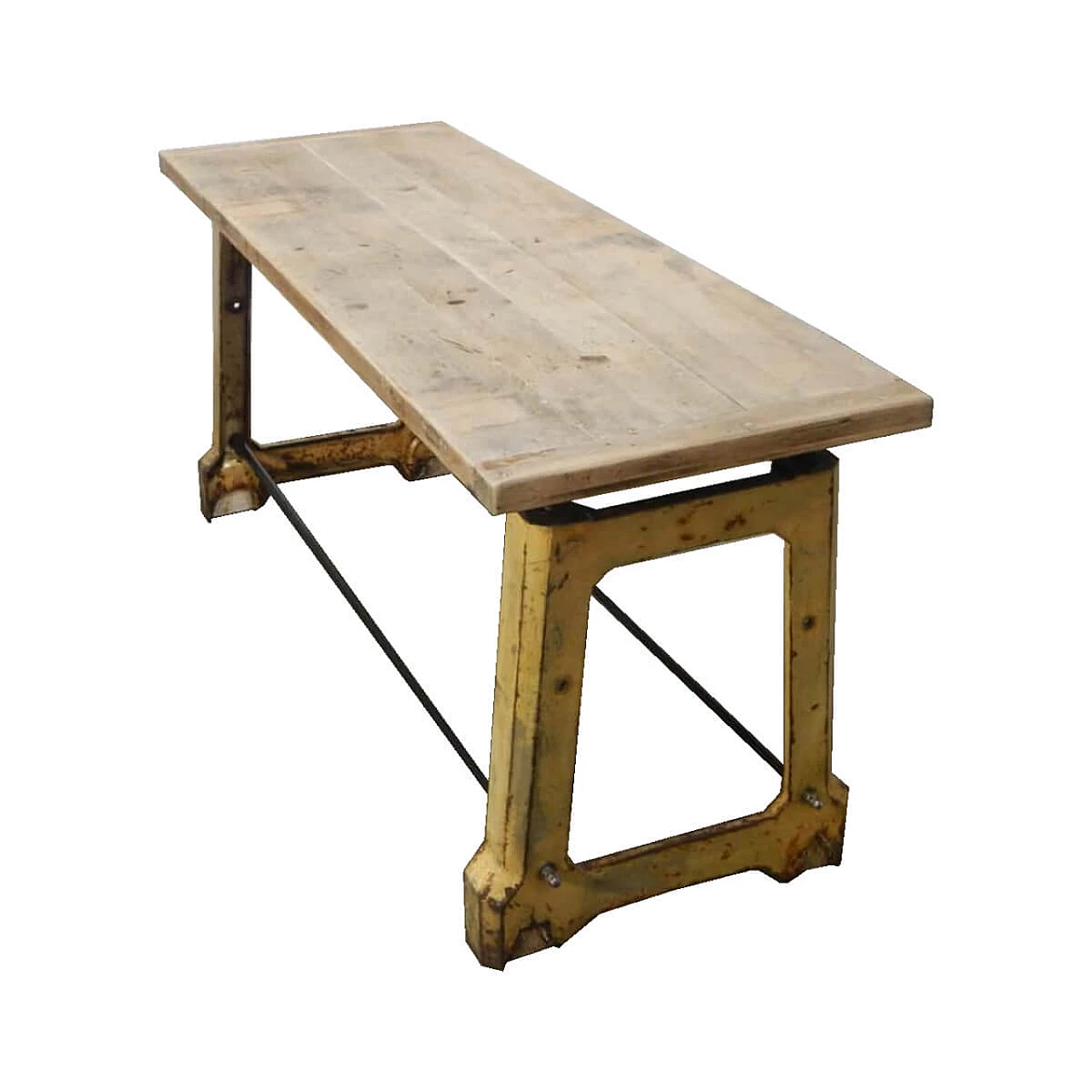 Industrial table, iron legs and beech top 1061683