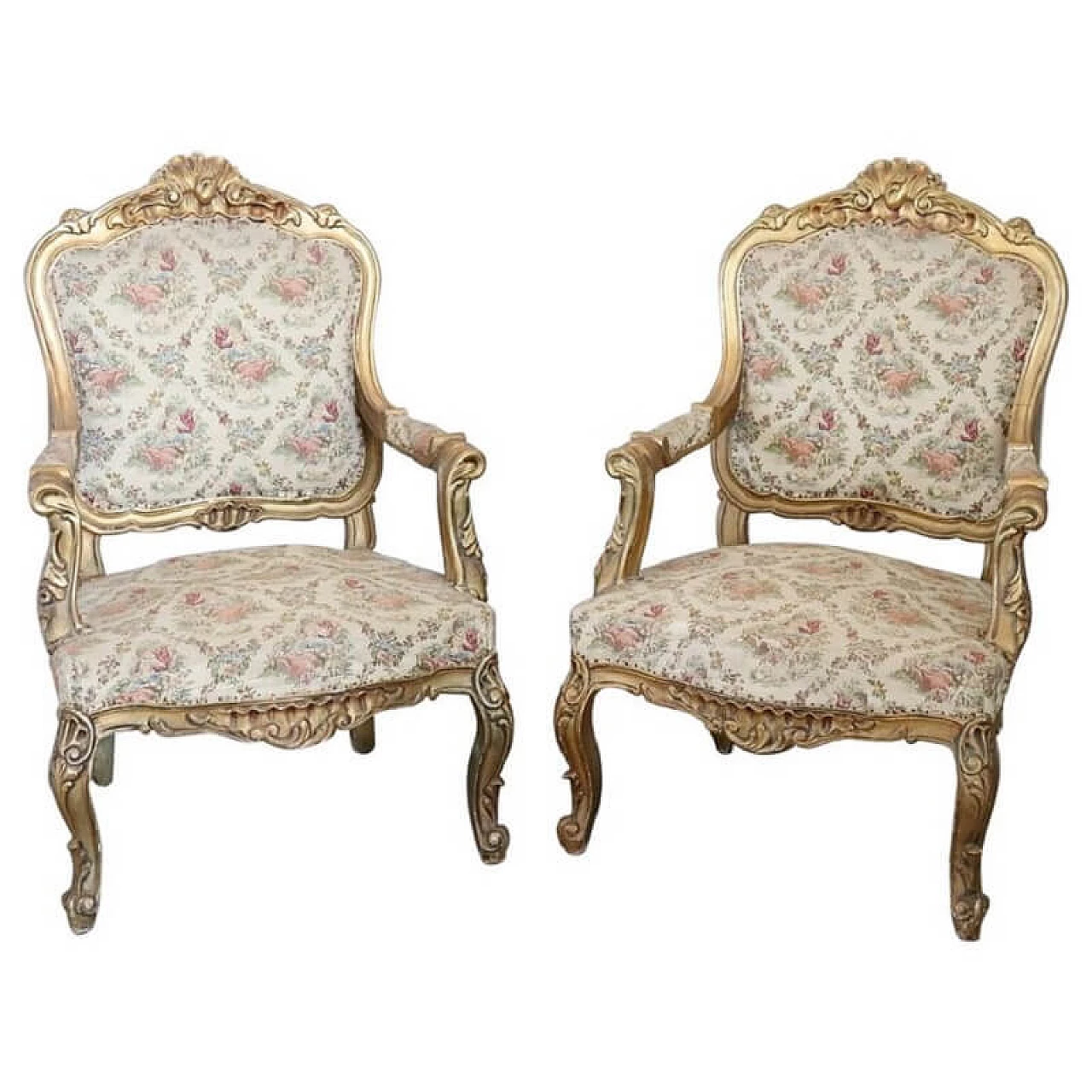 Pair of armchairs in antique style Louis XIV, 1950 1061758