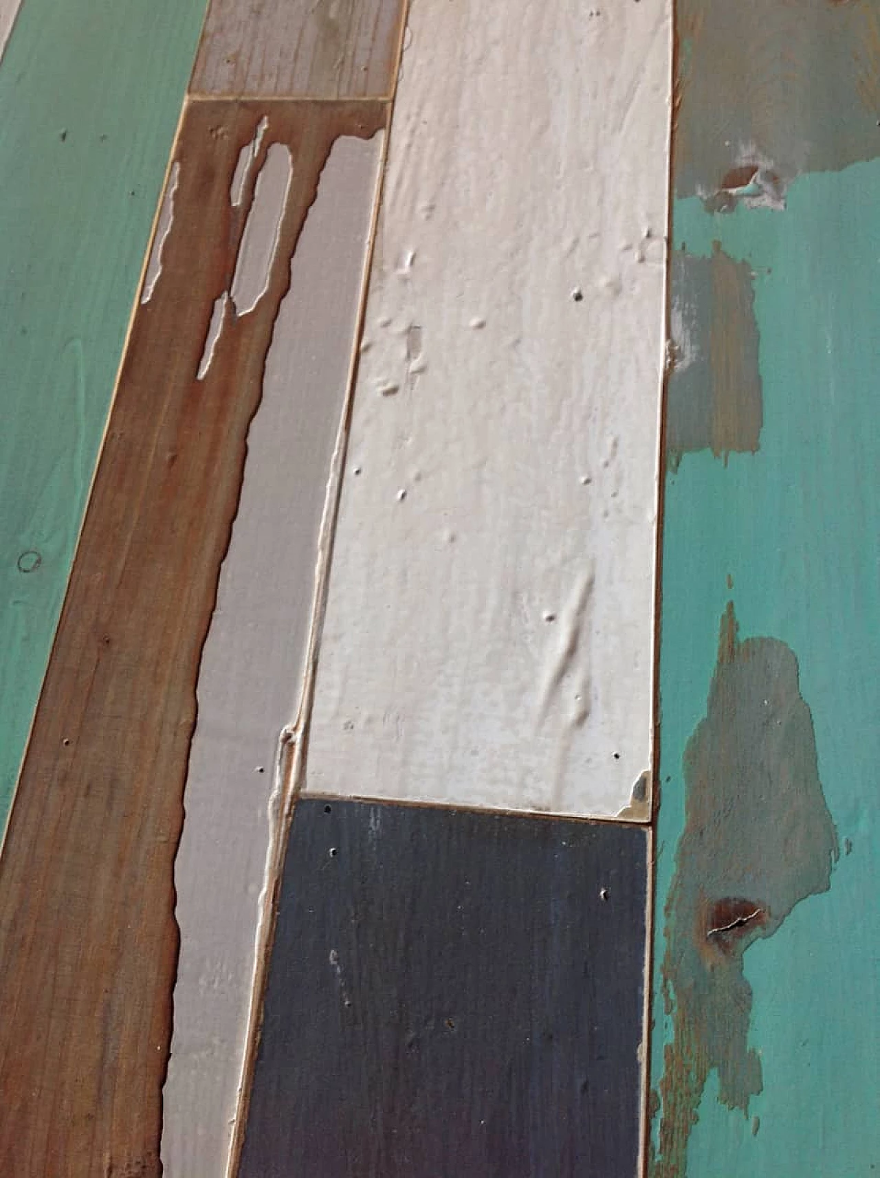 Tavolo con piano in patchwork di legno con gambe pieghevoli 1062433