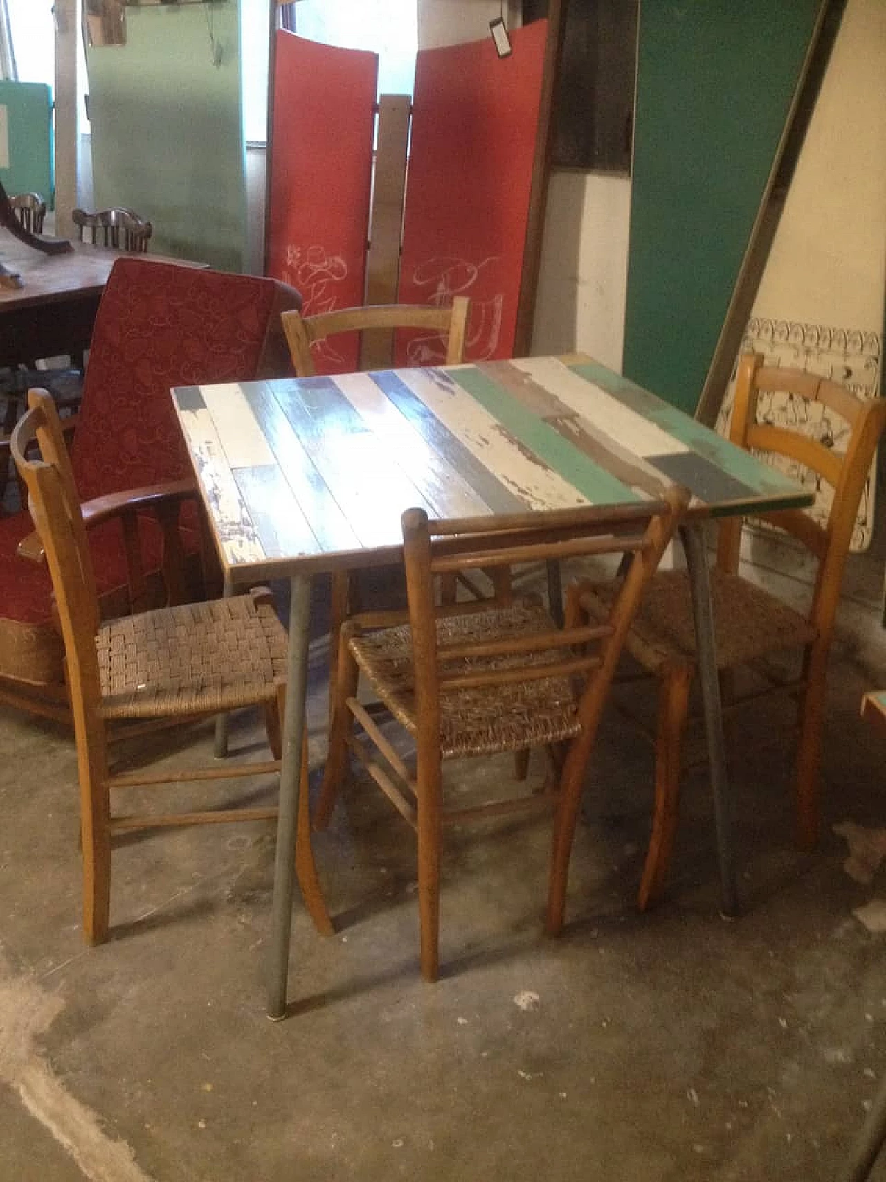 Tavolo con piano in patchwork di legno 1062435