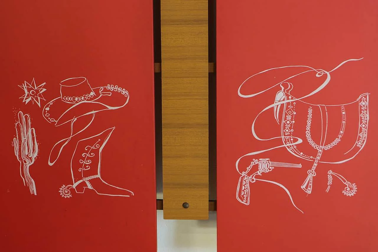 Appendiabiti da muro, in skay rosso, anni '50 1062502