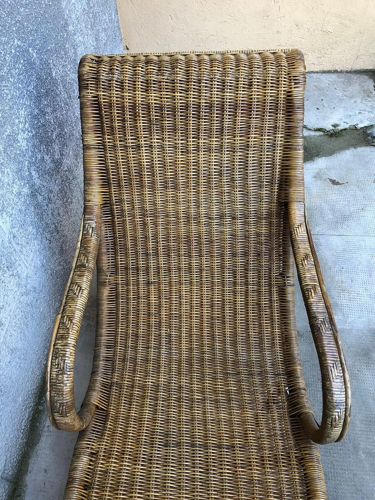 Chaise-longue fiorentina in rattan, anni '60 3