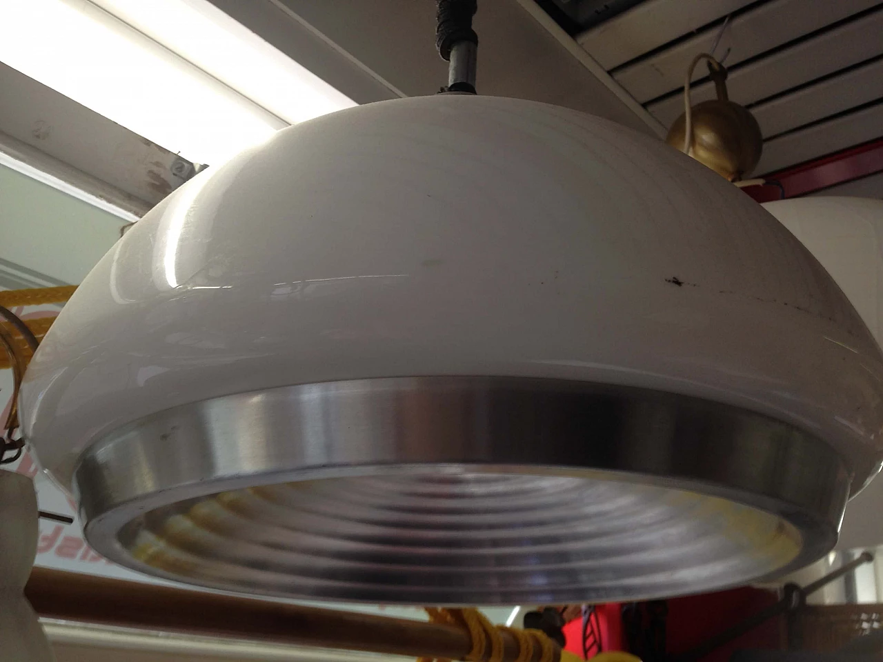 Lampada da soffitto in perspex e metallo,  anni '70 1062663